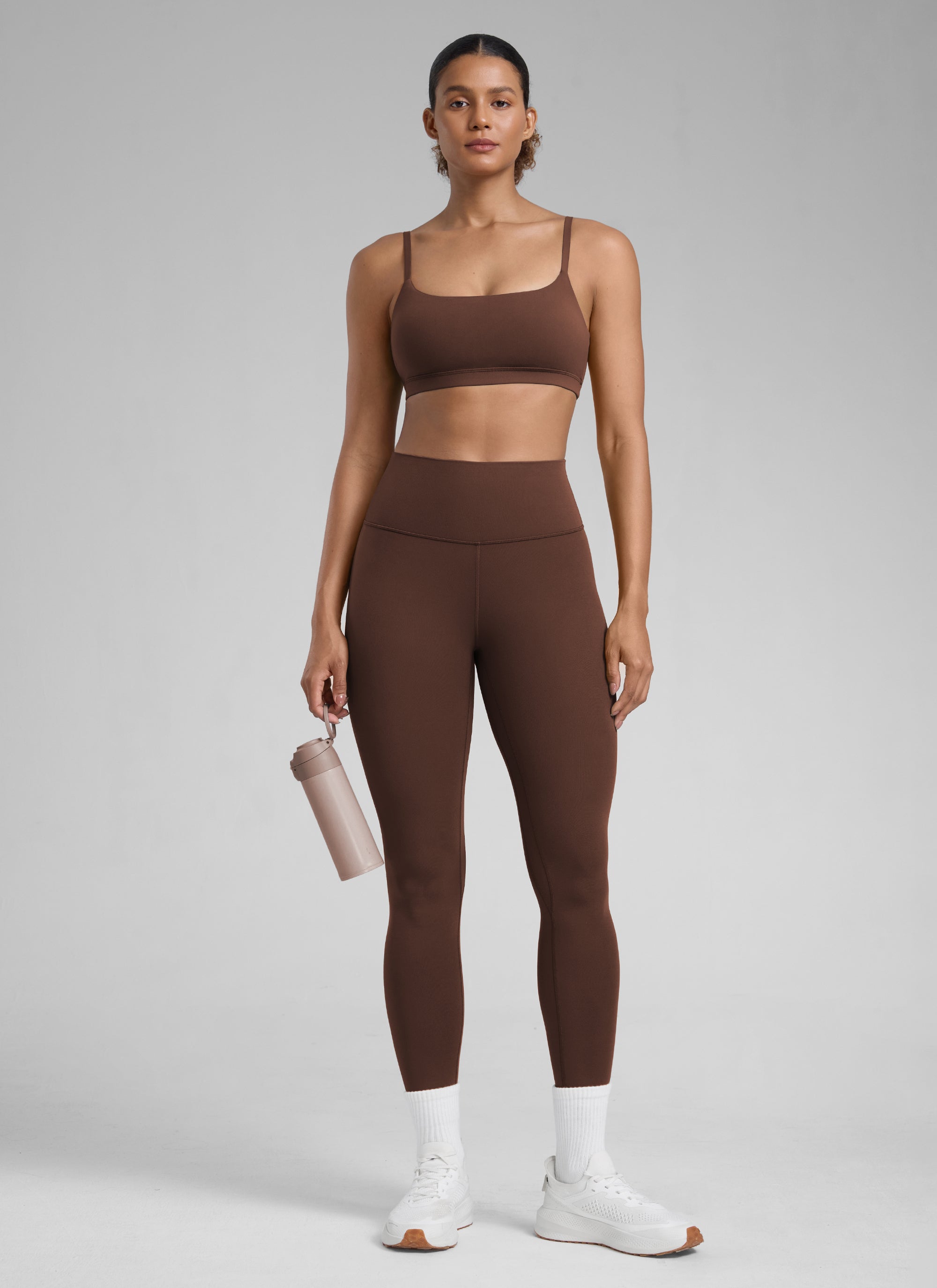 CRZ YOGA Women's Workout High Rise Butterlift Yoga Leggings 25'' Lava Brown @model_info:Barbara