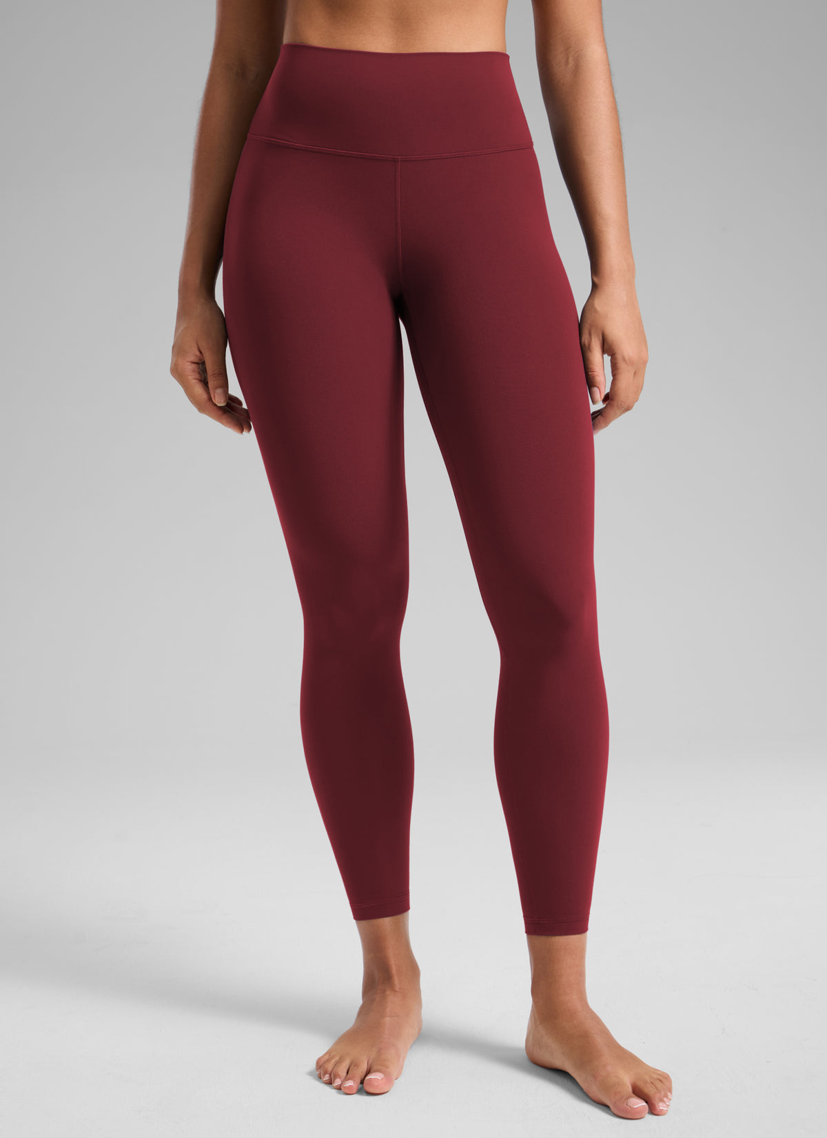 CRZ YOGA Women's Workout High Rise Butterlift Yoga Leggings 25'' Burgundy Bay @model_info:F