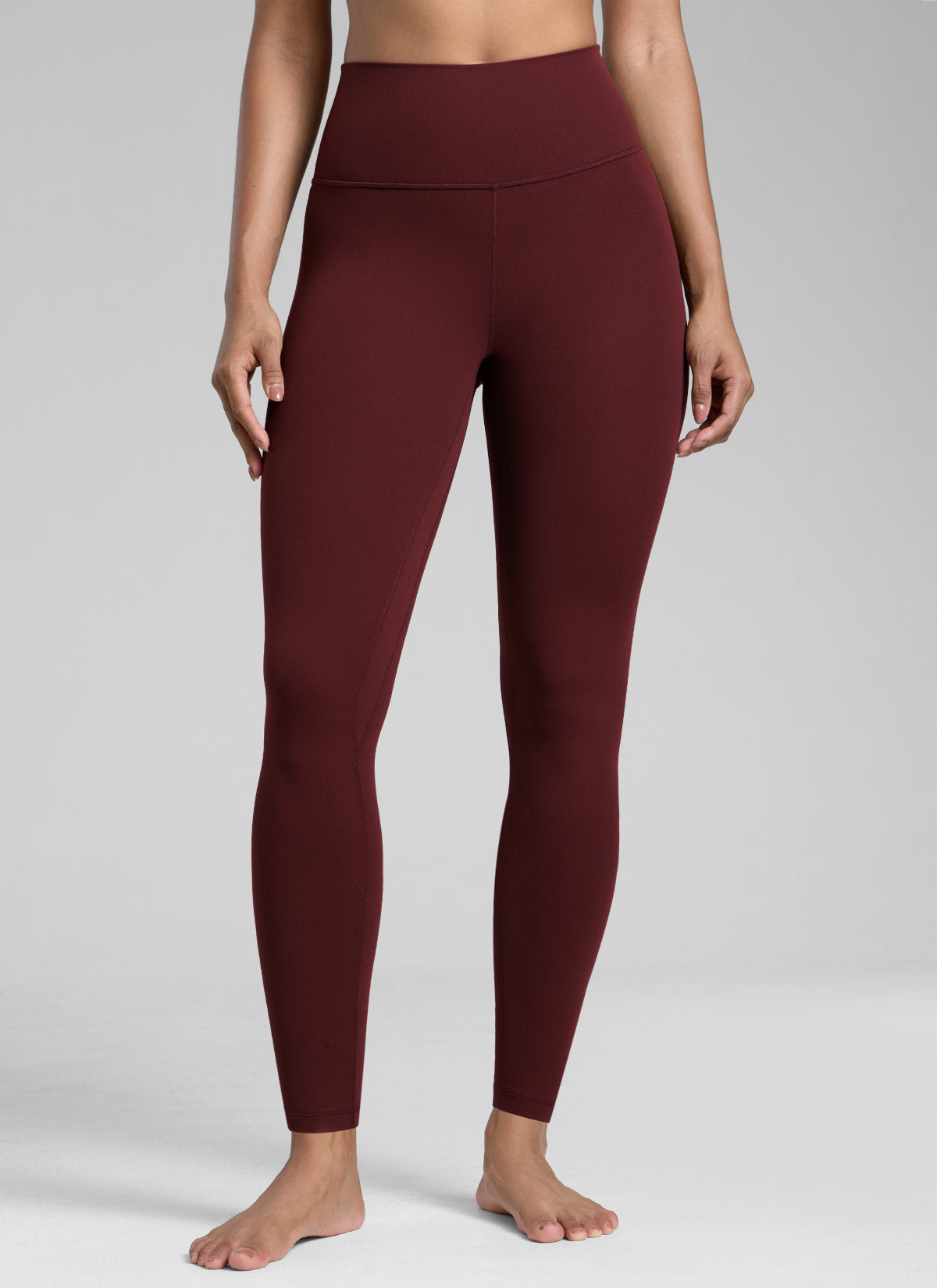 CRZ YOGA Women's Workout High Rise Butterlift Yoga Leggings 28'' Red Merlot @model_info:Barbara