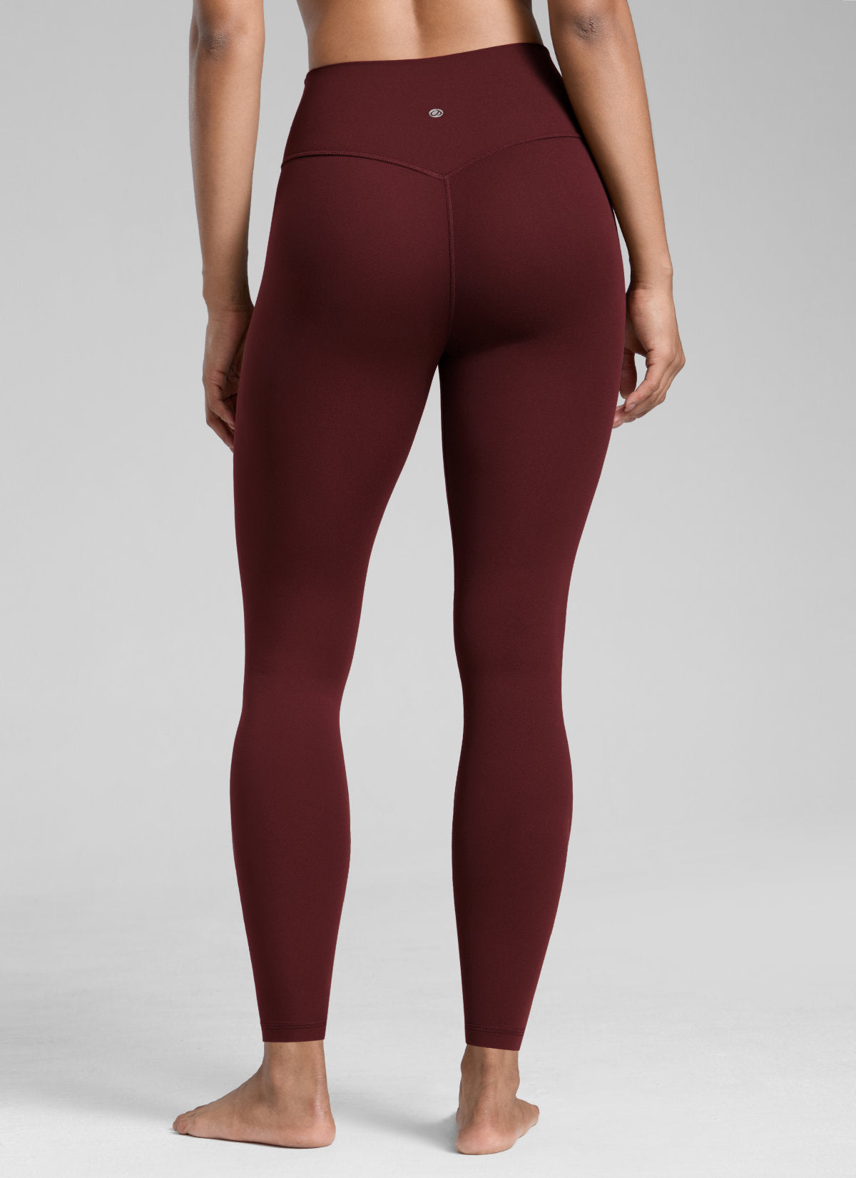 CRZ YOGA Women's Workout High Rise Butterlift Yoga Leggings 28'' Red Merlot @model_info:Barbara