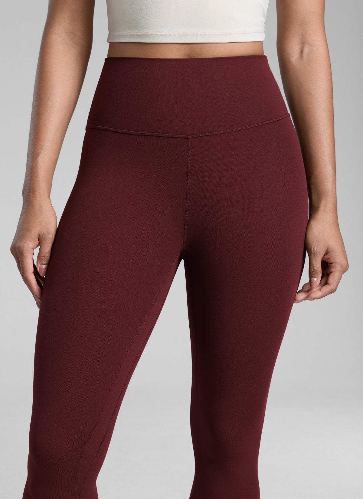CRZ YOGA Women's Workout High Rise Butterlift Yoga Leggings 28'' Red Merlot @model_info:Barbara