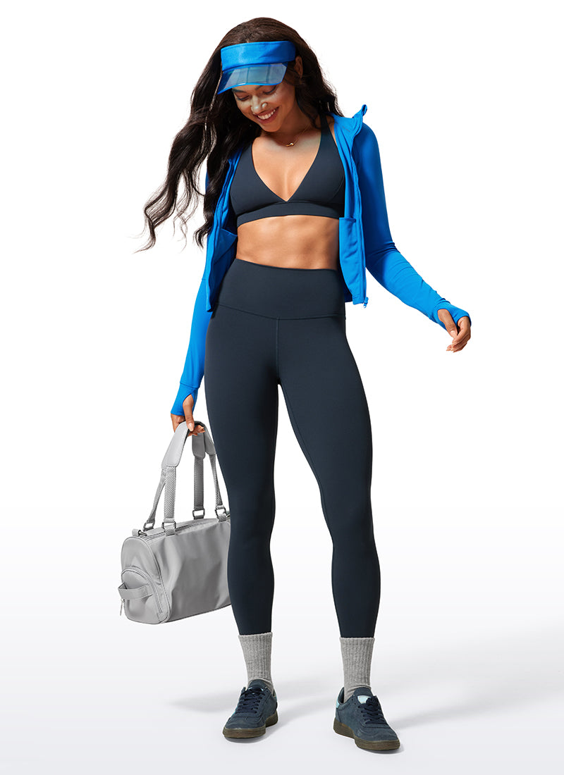 CRZ YOGA Women's Workout High Rise Butterlift Yoga Leggings 28'' True Navy @model_info:Amanda