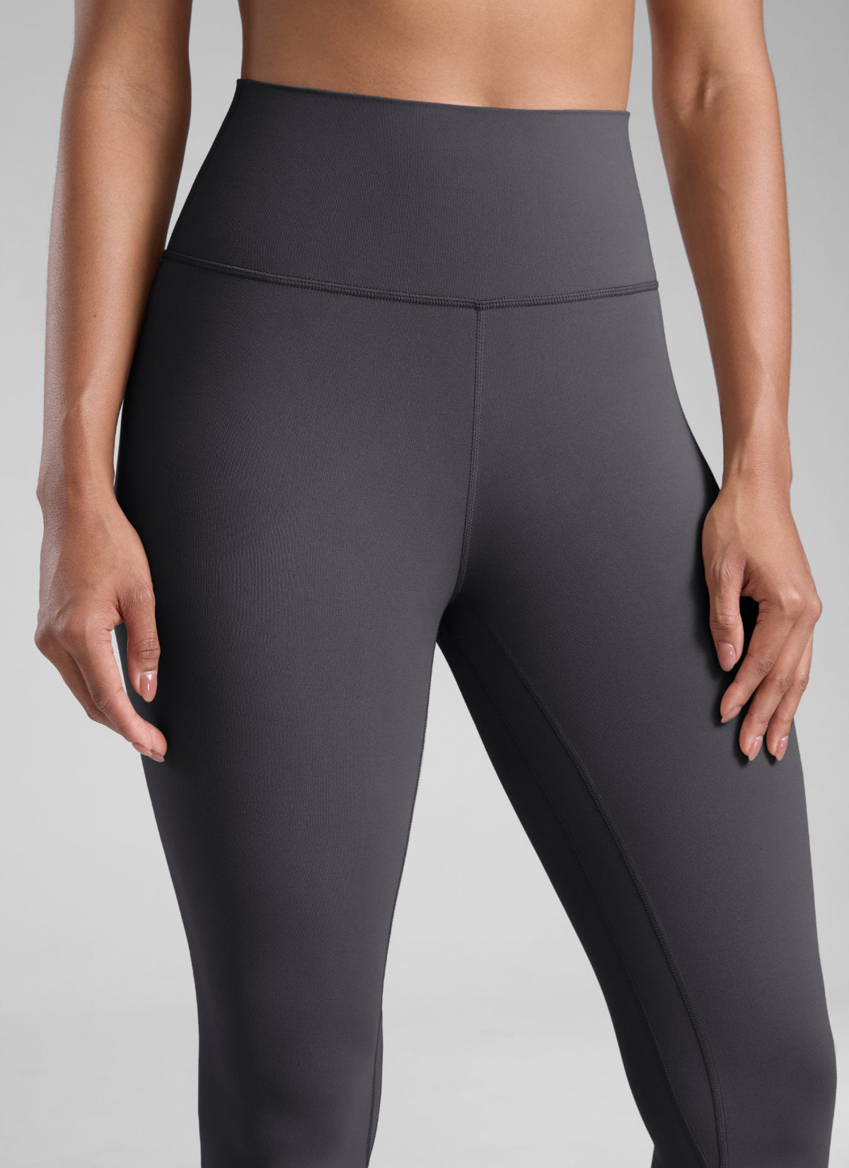 CRZ YOGA Women's Workout High Rise Butterlift Yoga Leggings 28'' Mysterious Grey @model_info:Barbara