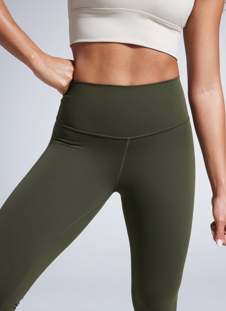 CRZ YOGA Women's Workout High Rise Butterbreeze Training Leggings 25'' Olive Green