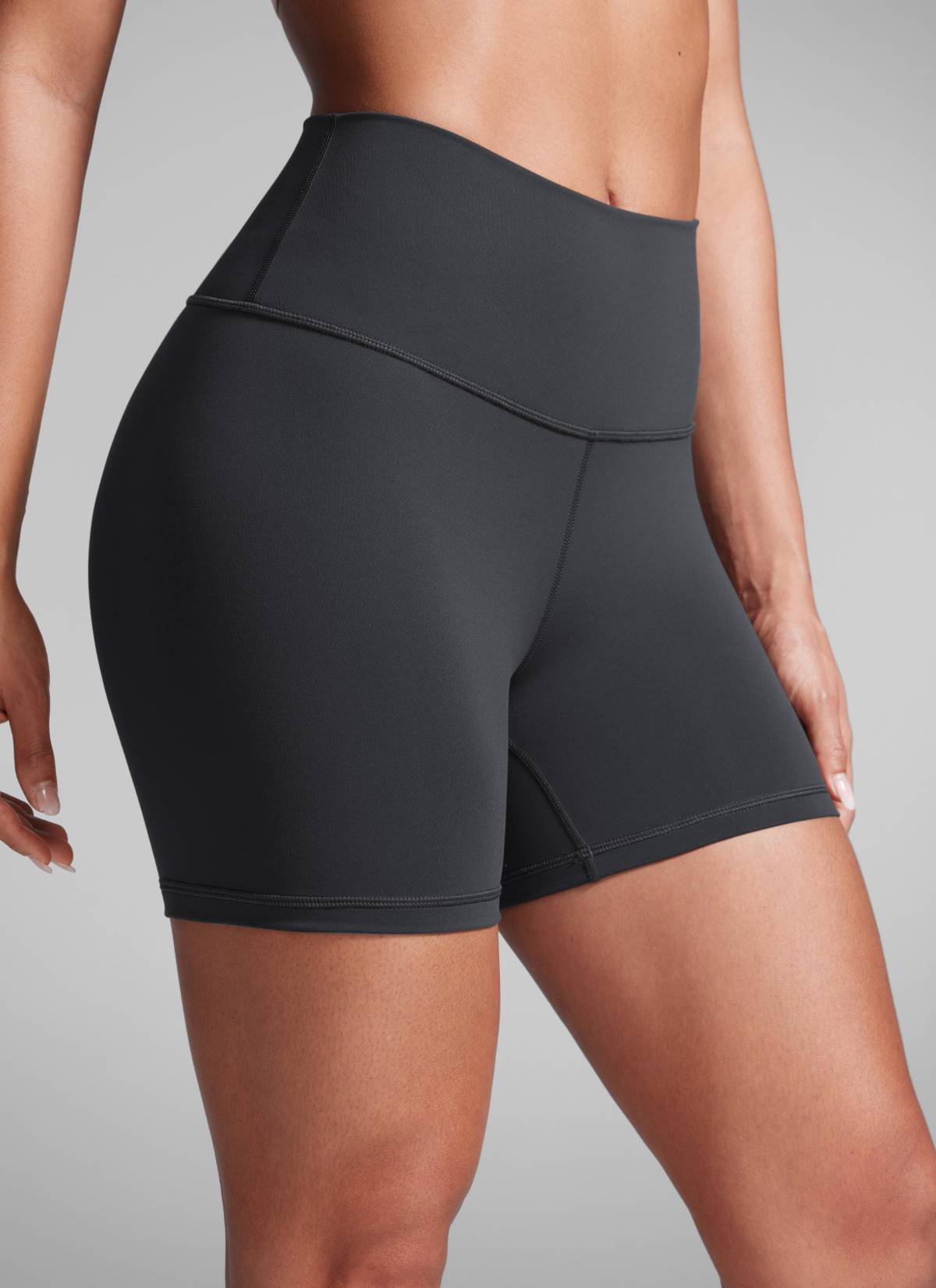 CRZ YOGA Women's Workout High Rise Biker Shorts Butterbreeze Shorts 4'' Mysterious Grey