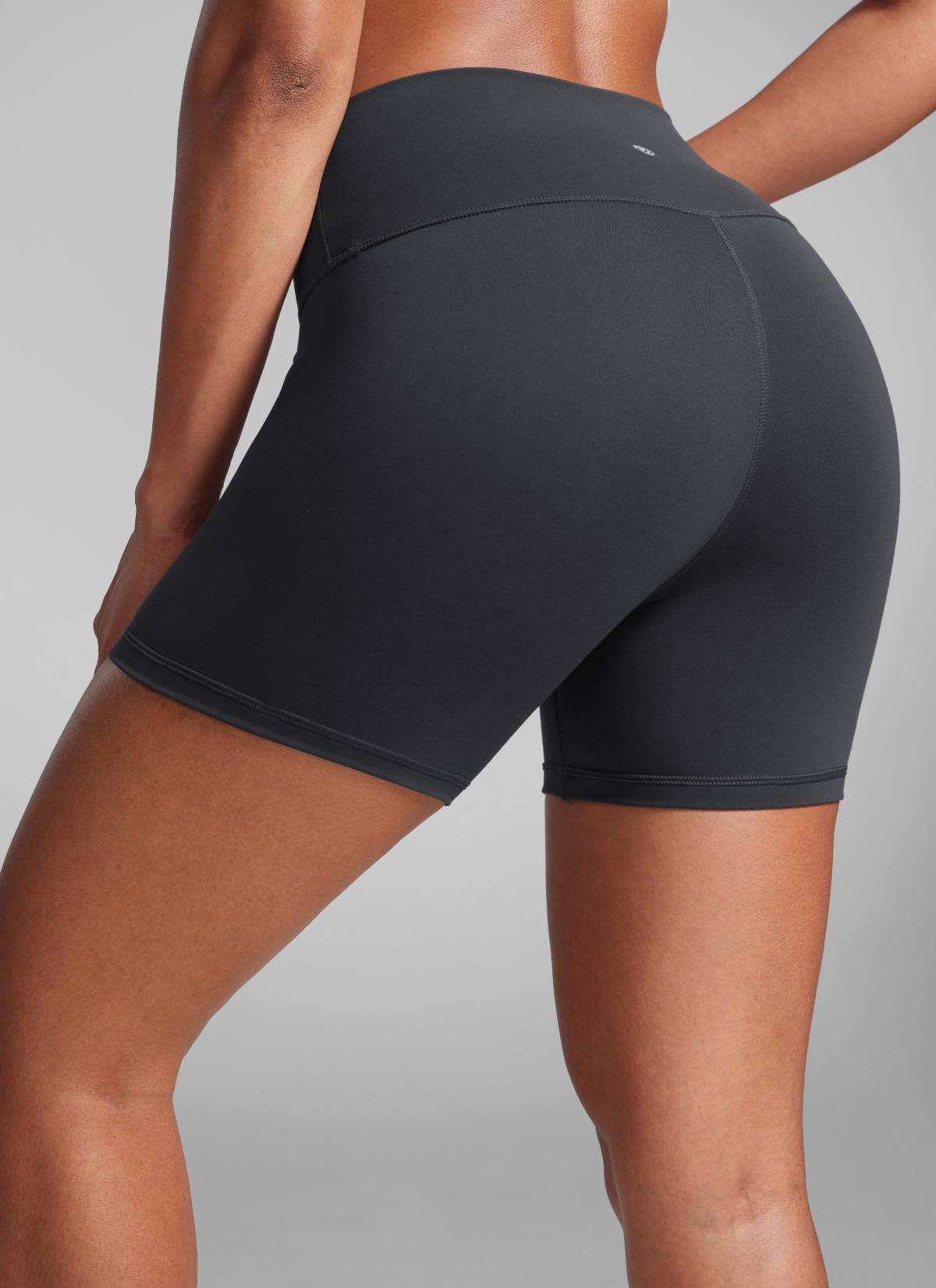 CRZ YOGA Women's Workout High Rise Biker Shorts Butterbreeze Shorts 4'' Mysterious Grey