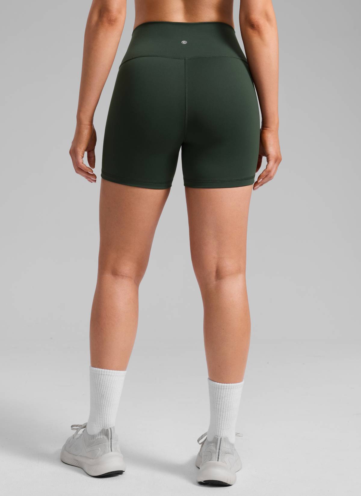 CRZ YOGA Women's Workout High Rise Biker Shorts Butterbreeze Shorts 4'' Legend Green