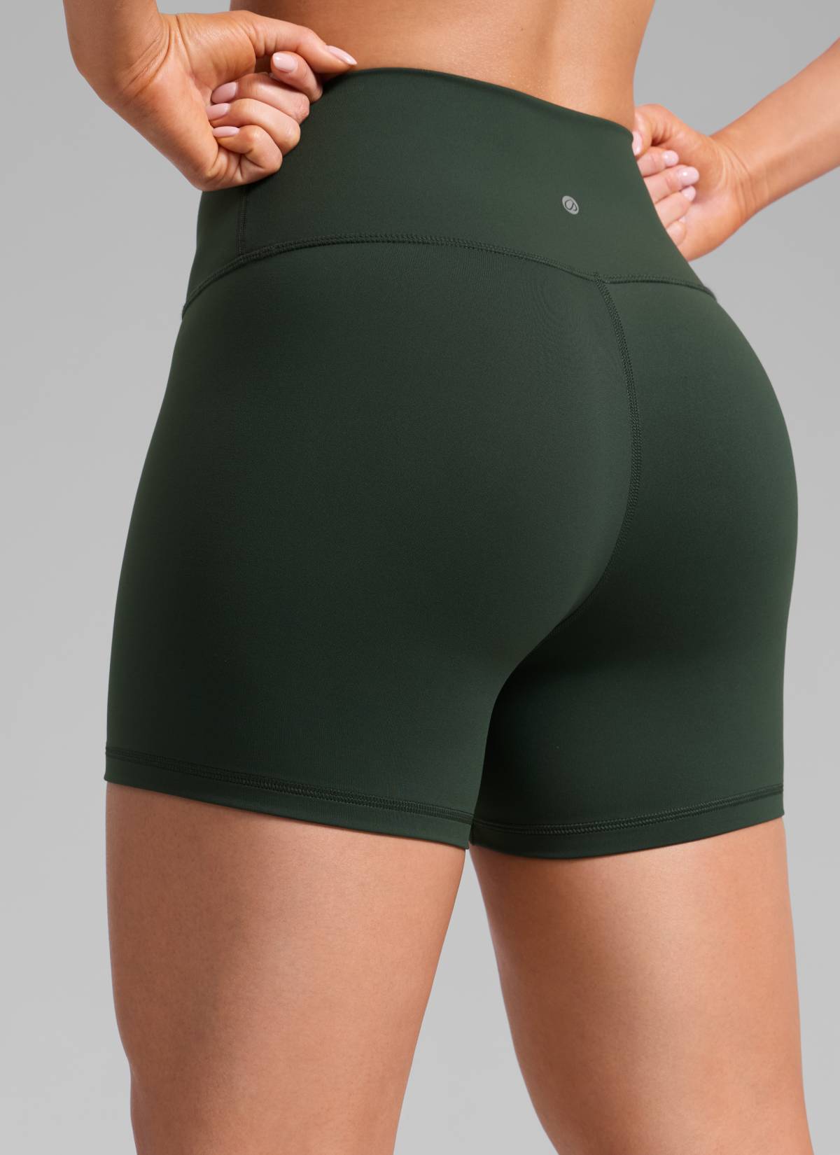 CRZ YOGA Women's Workout High Rise Biker Shorts Butterbreeze Shorts 4'' Legend Green