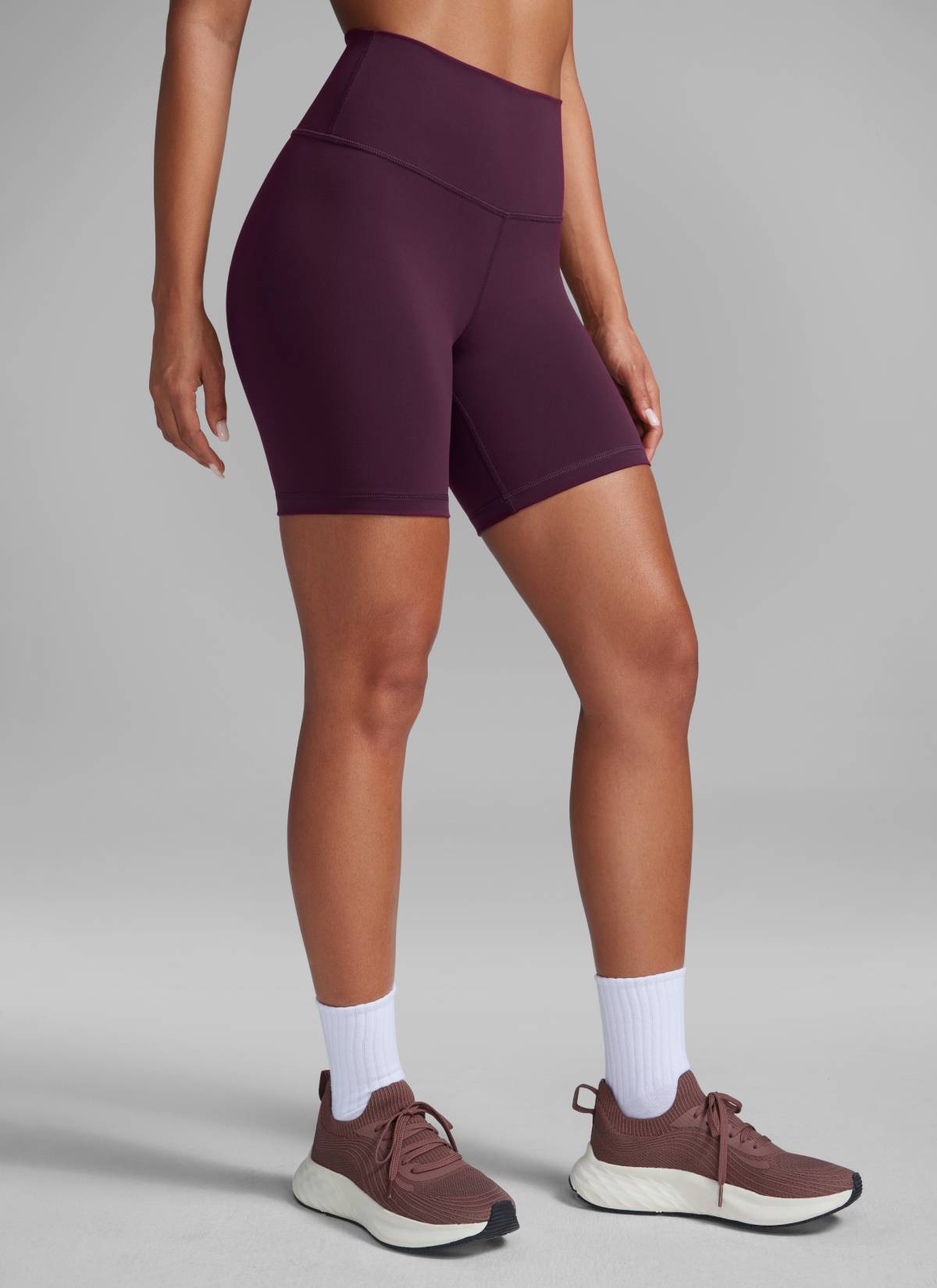 CRZ YOGA Women's Workout High Rise Biker Shorts Butterbreeze Shorts 6'' Deep Purple @model_info:Crystal
