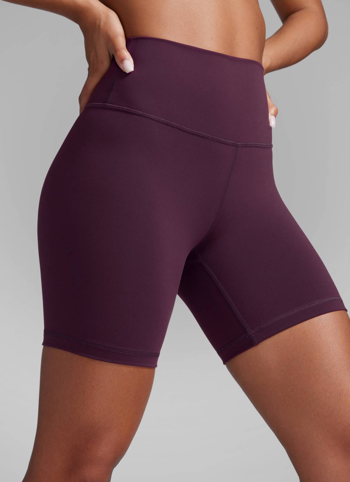 CRZ YOGA Women's Workout High Rise Biker Shorts Butterbreeze Shorts 6'' Deep Purple