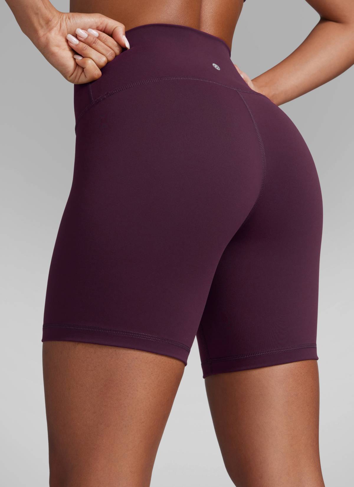 CRZ YOGA Women's Workout High Rise Biker Shorts Butterbreeze Shorts 6'' Deep Purple