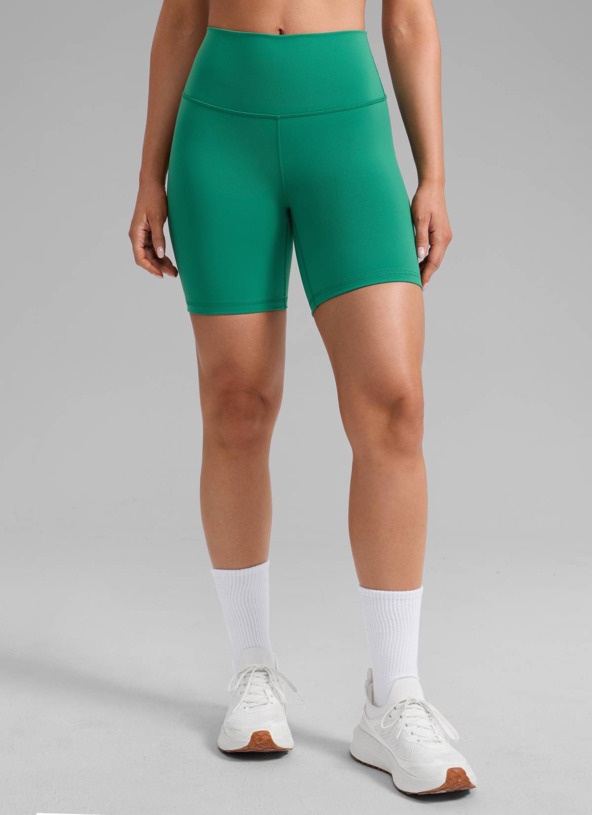 CRZ YOGA Women's Workout High Rise Biker Shorts Butterbreeze Shorts 6'' Cascadia Green