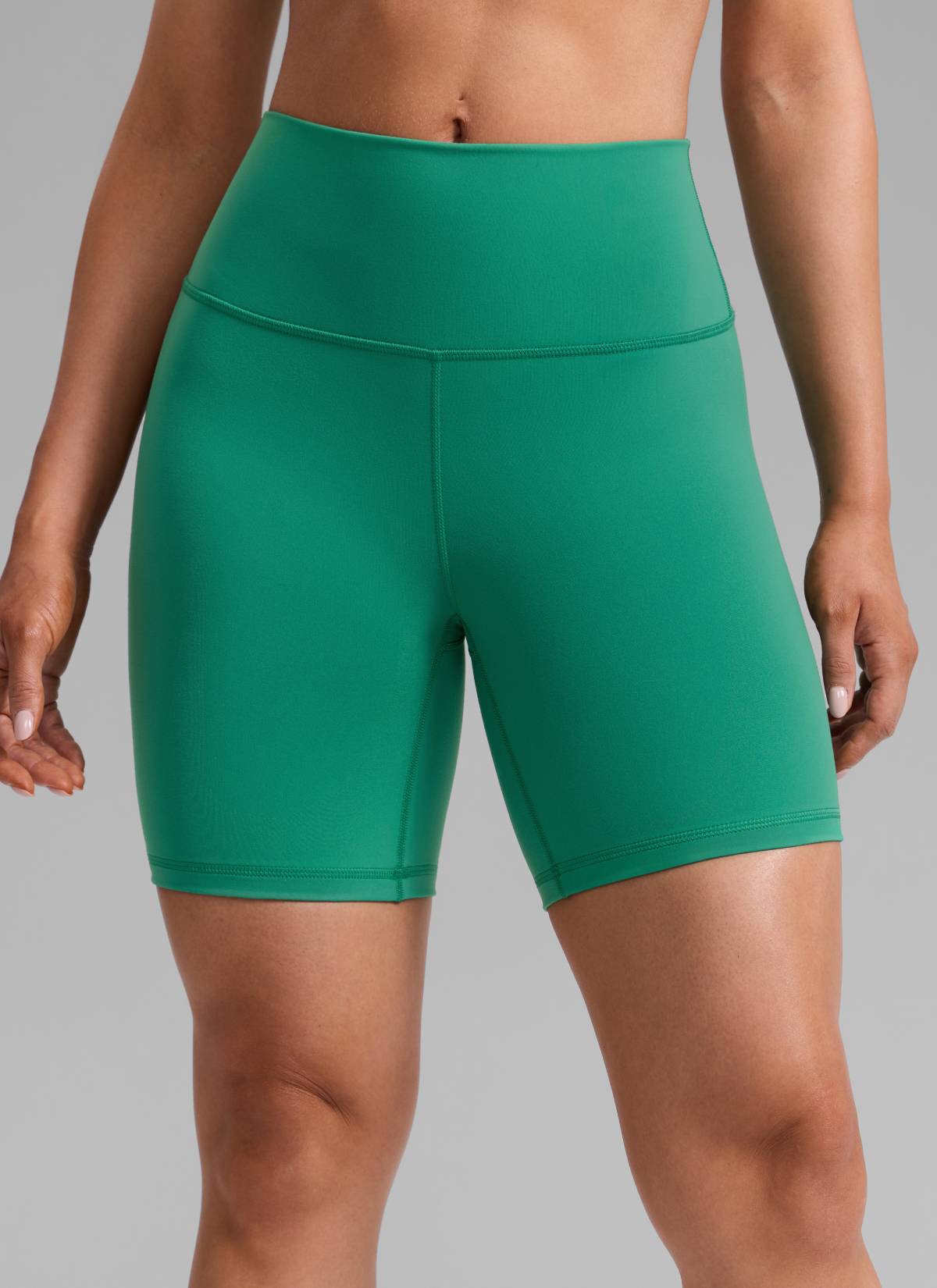 CRZ YOGA Women's Workout High Rise Biker Shorts Butterbreeze Shorts 6'' Cascadia Green