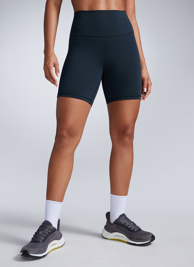 CRZ YOGA Women's Workout High Rise Biker Shorts Butterbreeze Shorts 6'' Deep Red