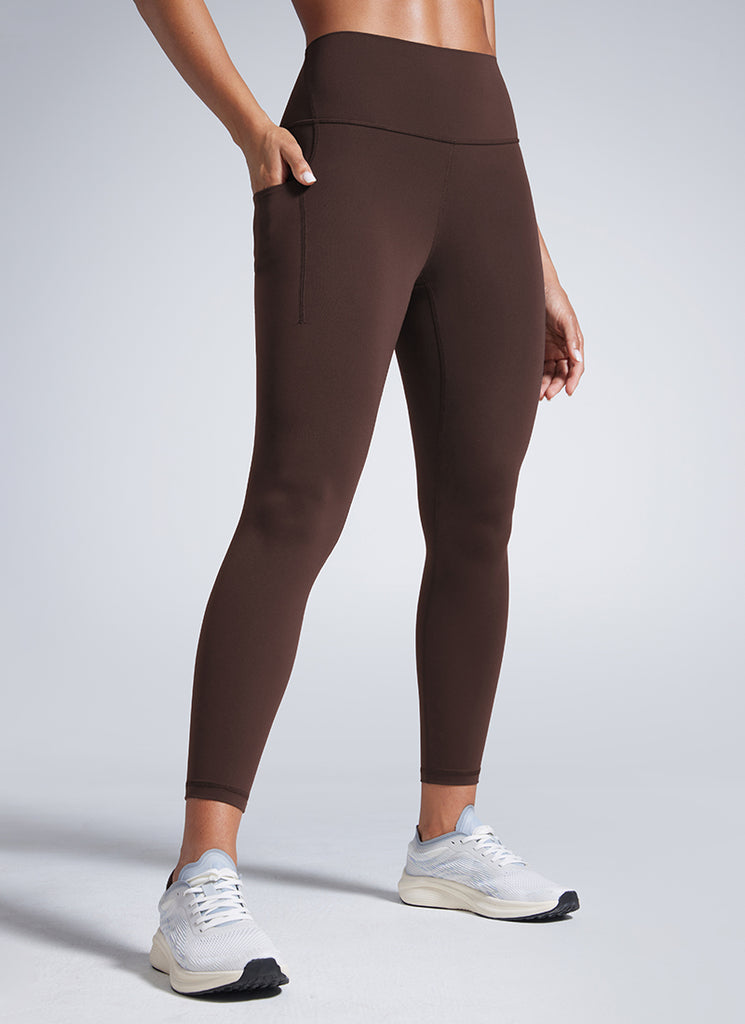 CRZ YOGA Women's Workout High Rise Training Leggings with Pockets 25'' Hot Fudge Brown