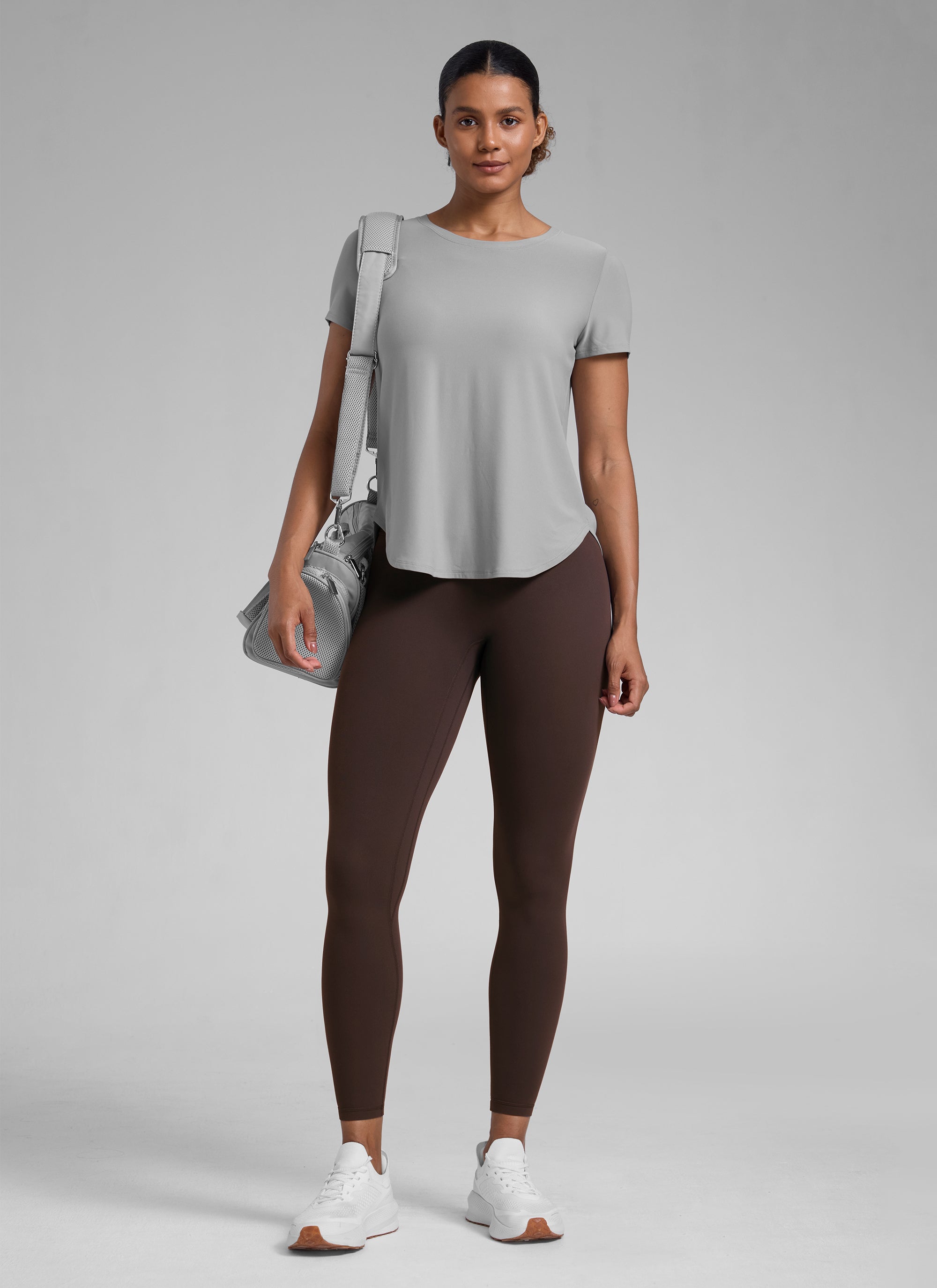 CRZ YOGA Women Butterlift High Rise Scrunch Butt Legging No Front Seam Hot Fudge Brown @model_info:Barbara