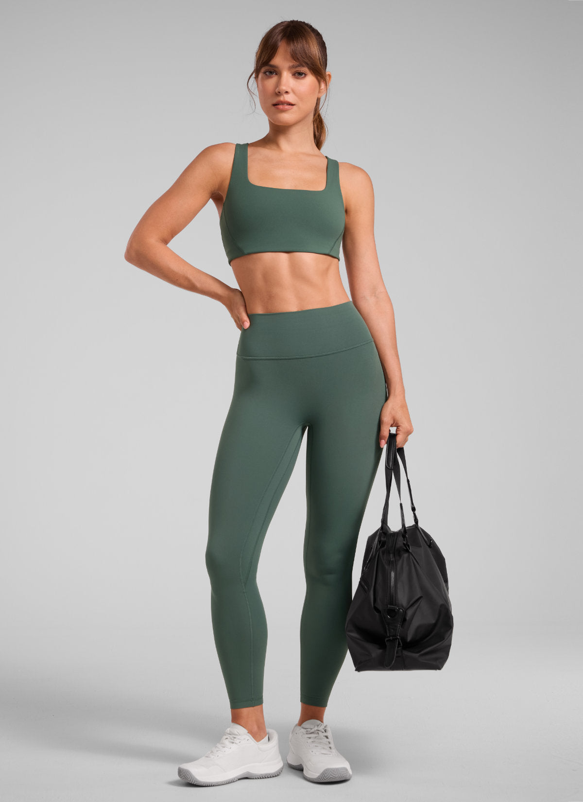 CRZ YOGA Women Butterlift High Rise Scrunch Butt Legging No Front Seam Dark Forest Green @model_info:Aline