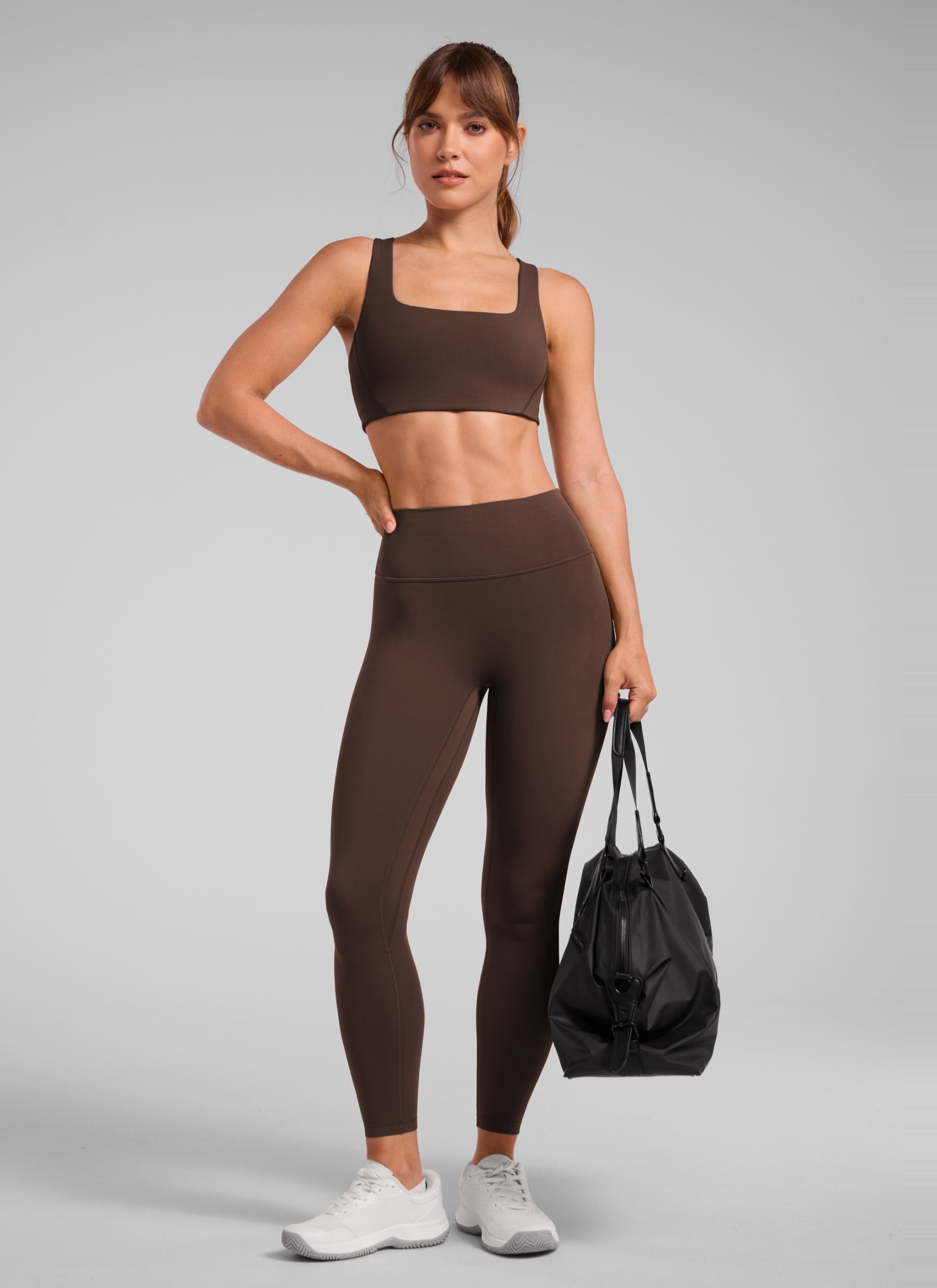 CRZ YOGA Women Butterlift High Rise Scrunch Butt Legging No Front Seam Walnut Brown