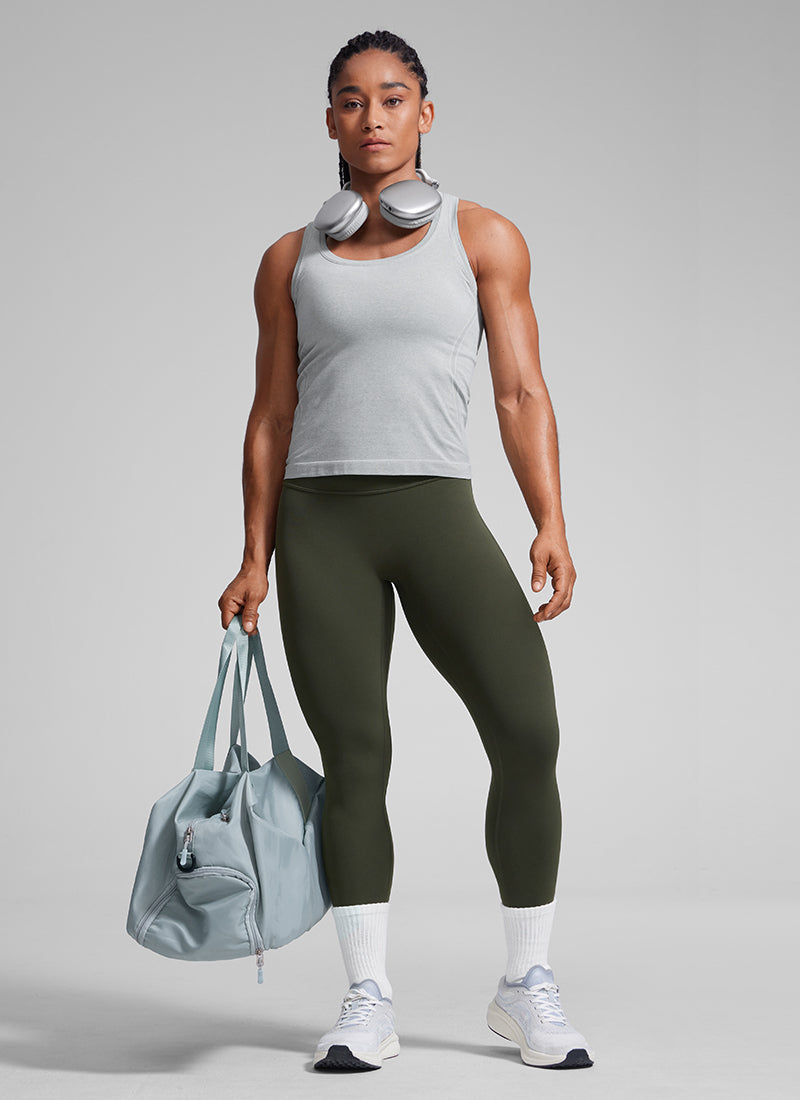 CRZ YOGA Women Butterlift High Rise Scrunch Butt Legging No Front Seam Olive Green @model_info:Cintia