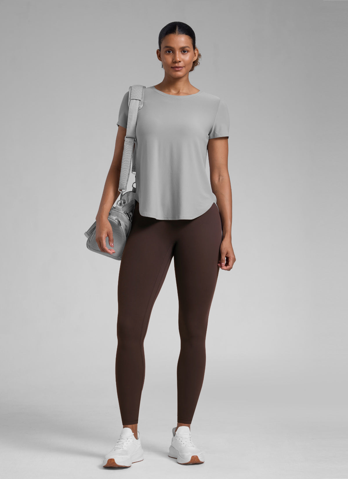 CRZ YOGA Women's Secretsculpt™ Workout No Front Seam Legging 28'' Hot Fudge Brown @model_info:Barbara