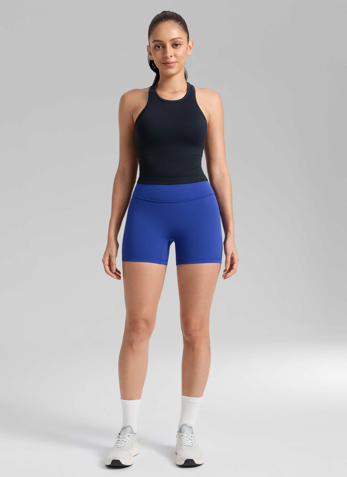CRZ YOGA Womens Butterlift Scrunch Butt Atheletic Workout Biker Shorts Waves Blue @model_info:Bruna