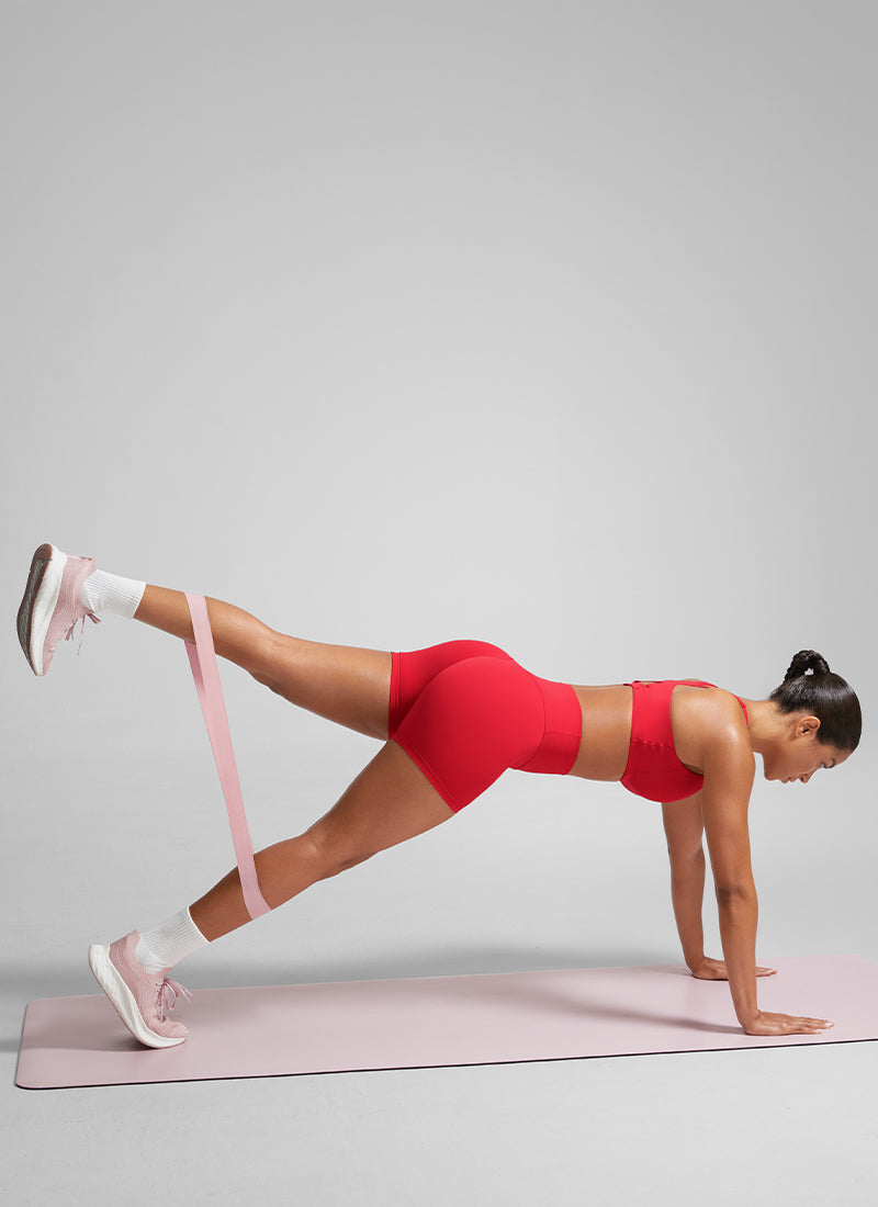 CRZ YOGA Womens Butterlift Scrunch Butt Atheletic Workout Biker Shorts Aurora Red @model_info:Crystal