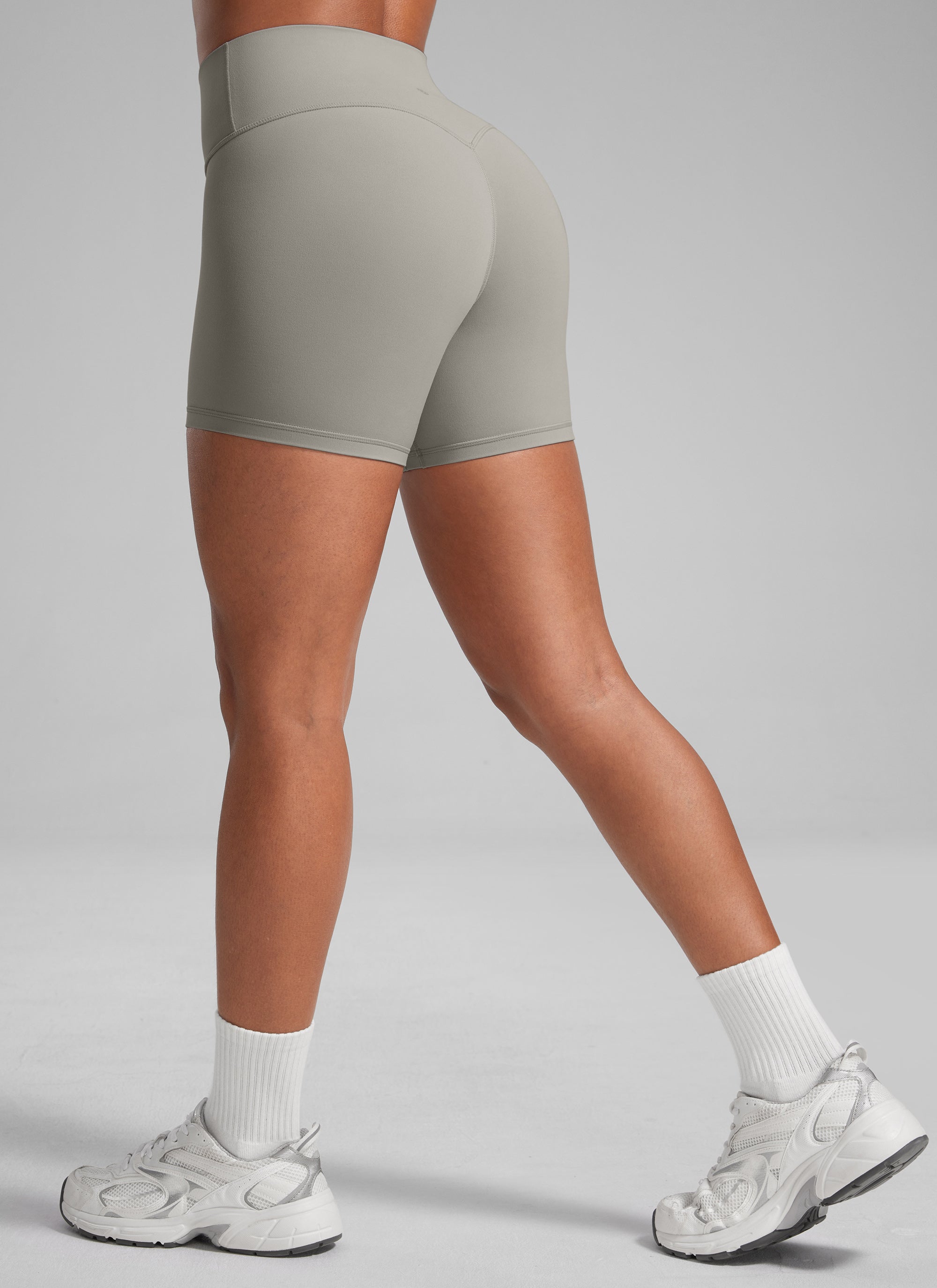 CRZ YOGA Womens Butterlift Scrunch Butt Atheletic Workout Biker Shorts Rocky Grey @model_info:C