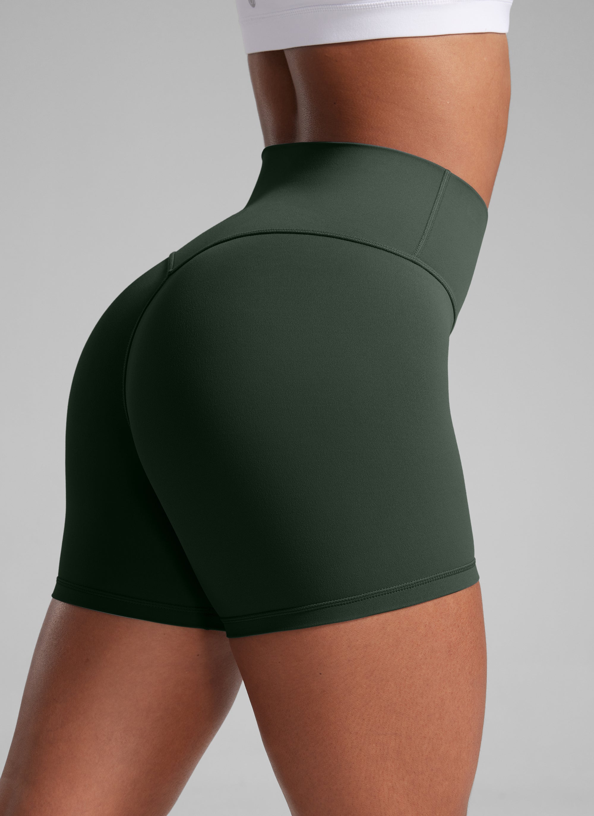 CRZ YOGA Womens Butterlift Scrunch Butt Atheletic Workout Biker Shorts Legend Green @model_info:C