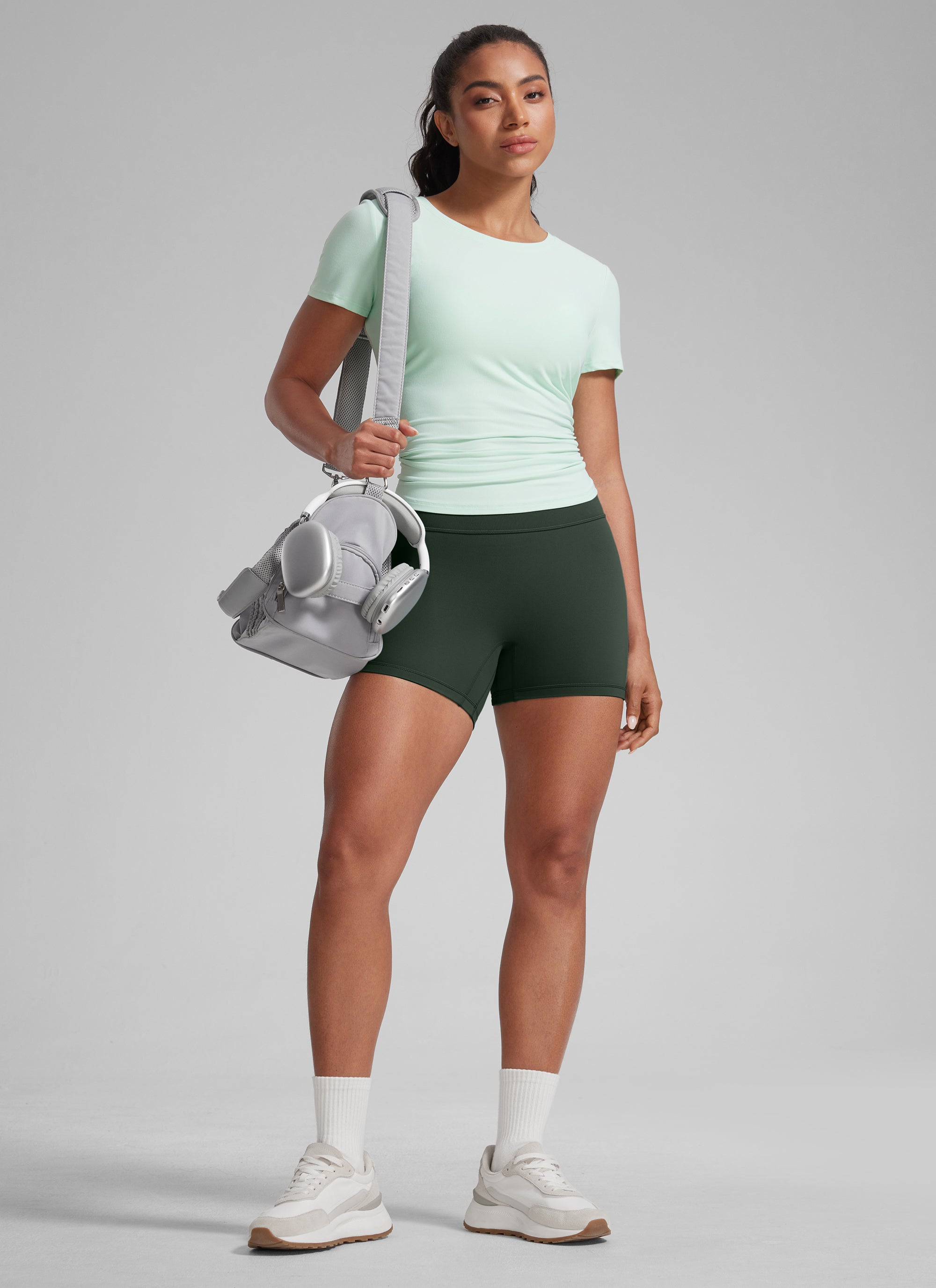CRZ YOGA Womens Butterlift Scrunch Butt Atheletic Workout Biker Shorts Legend Green @model_info:C