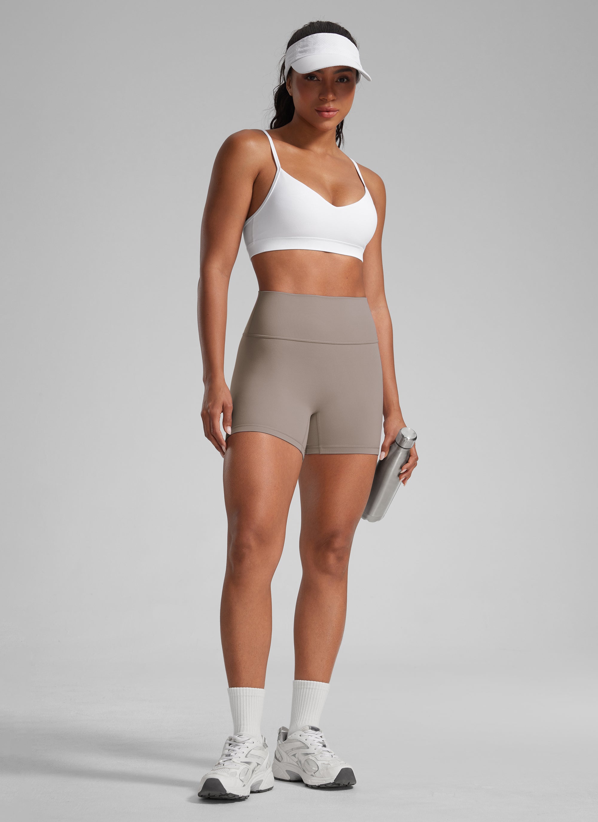 CRZ YOGA Womens Butterlift Scrunch Butt Atheletic Workout Biker Shorts Creamy Latte @model_info:Crystal