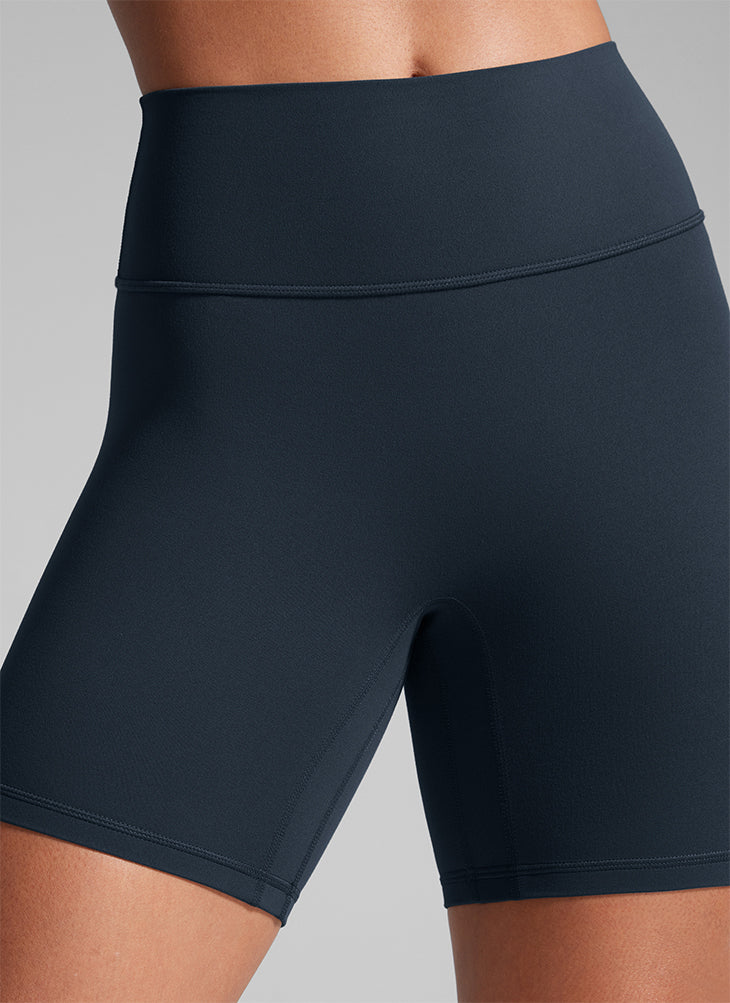 CRZ YOGA Butterlift Womens Scrunch Butt Biker Shorts 6'' No Front Seam True Navy