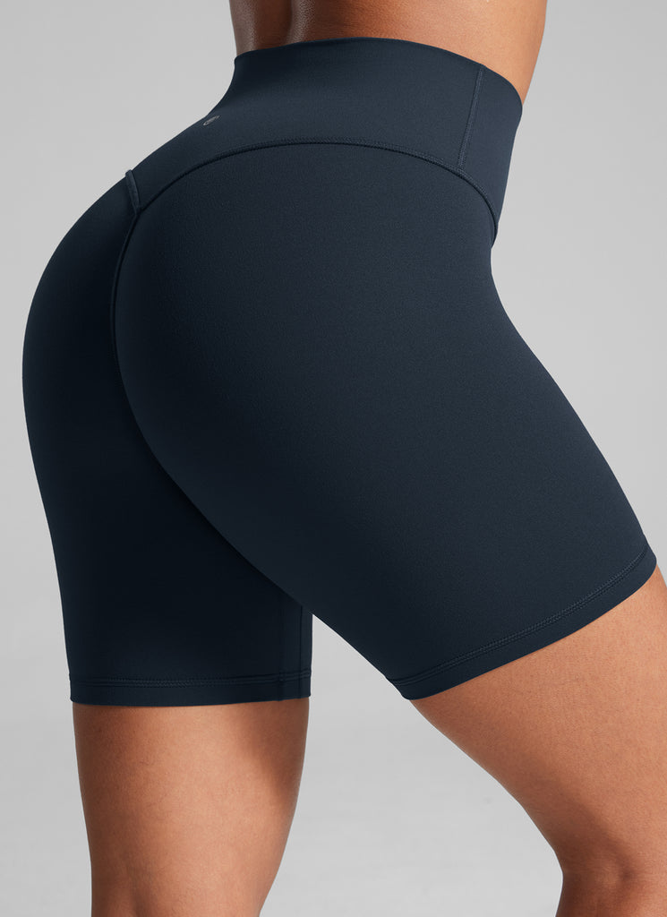 CRZ YOGA Butterlift Womens Scrunch Butt Biker Shorts 6'' No Front Seam True Navy