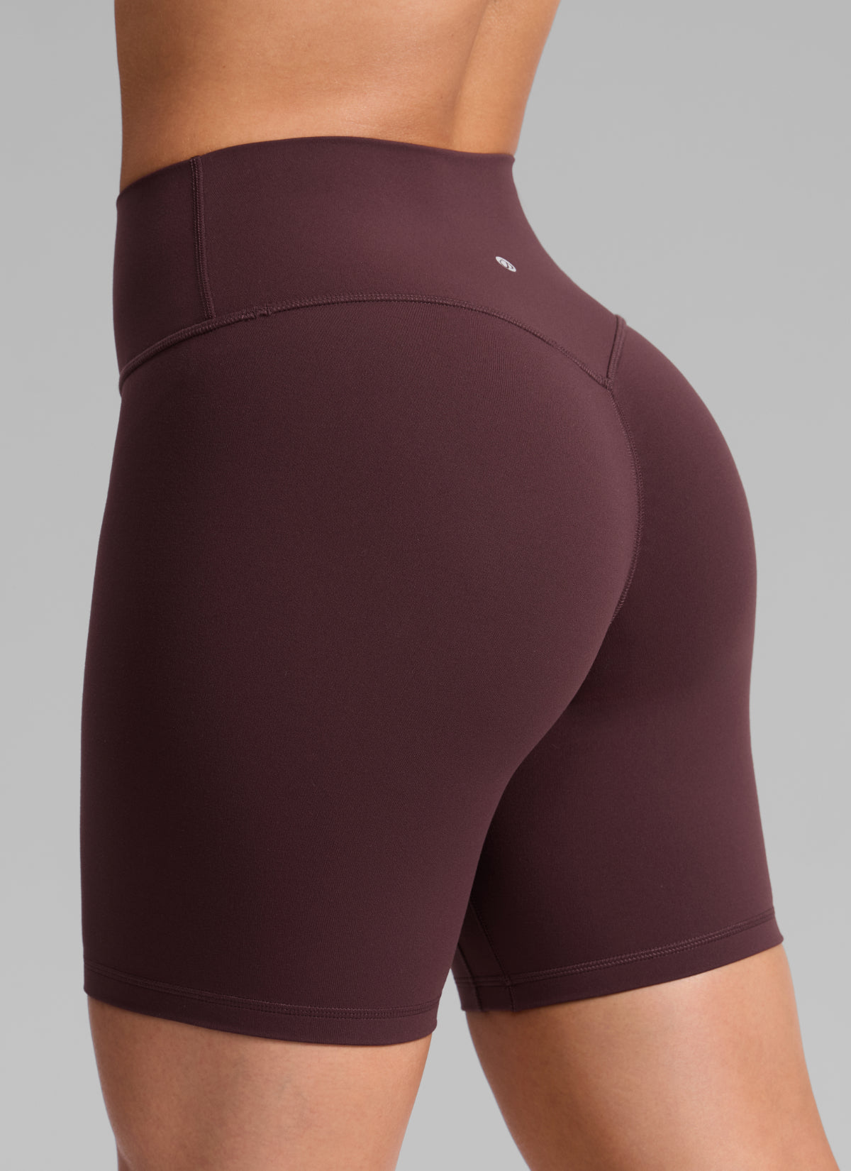 CRZ YOGA Butterlift Womens Scrunch Butt Biker Shorts 6'' No Front Seam Ripe Plum @model_info:Mariana