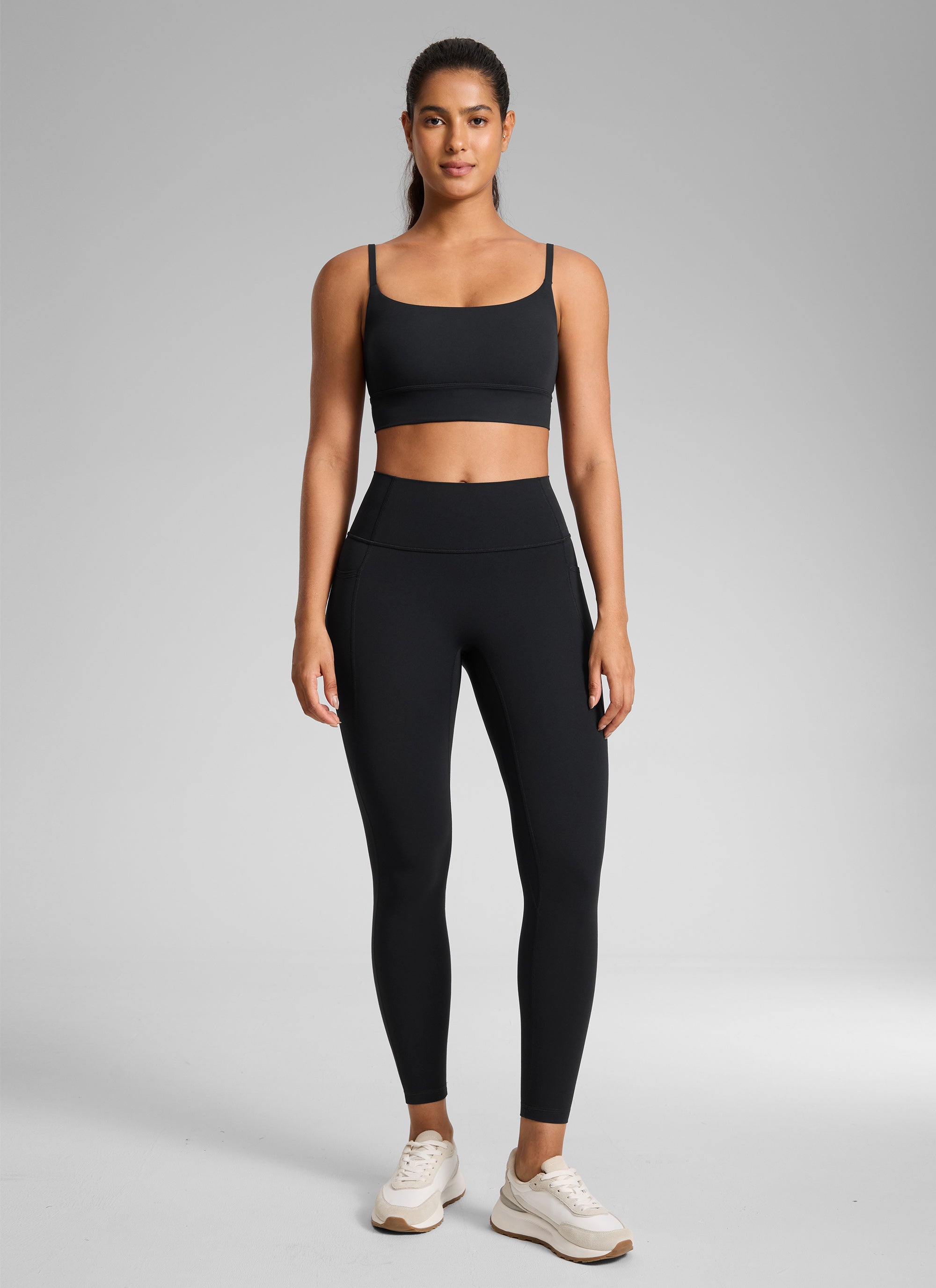 CRZ YOGA Women's Butterlift High Rise No Front Seam Pocket Legging Black