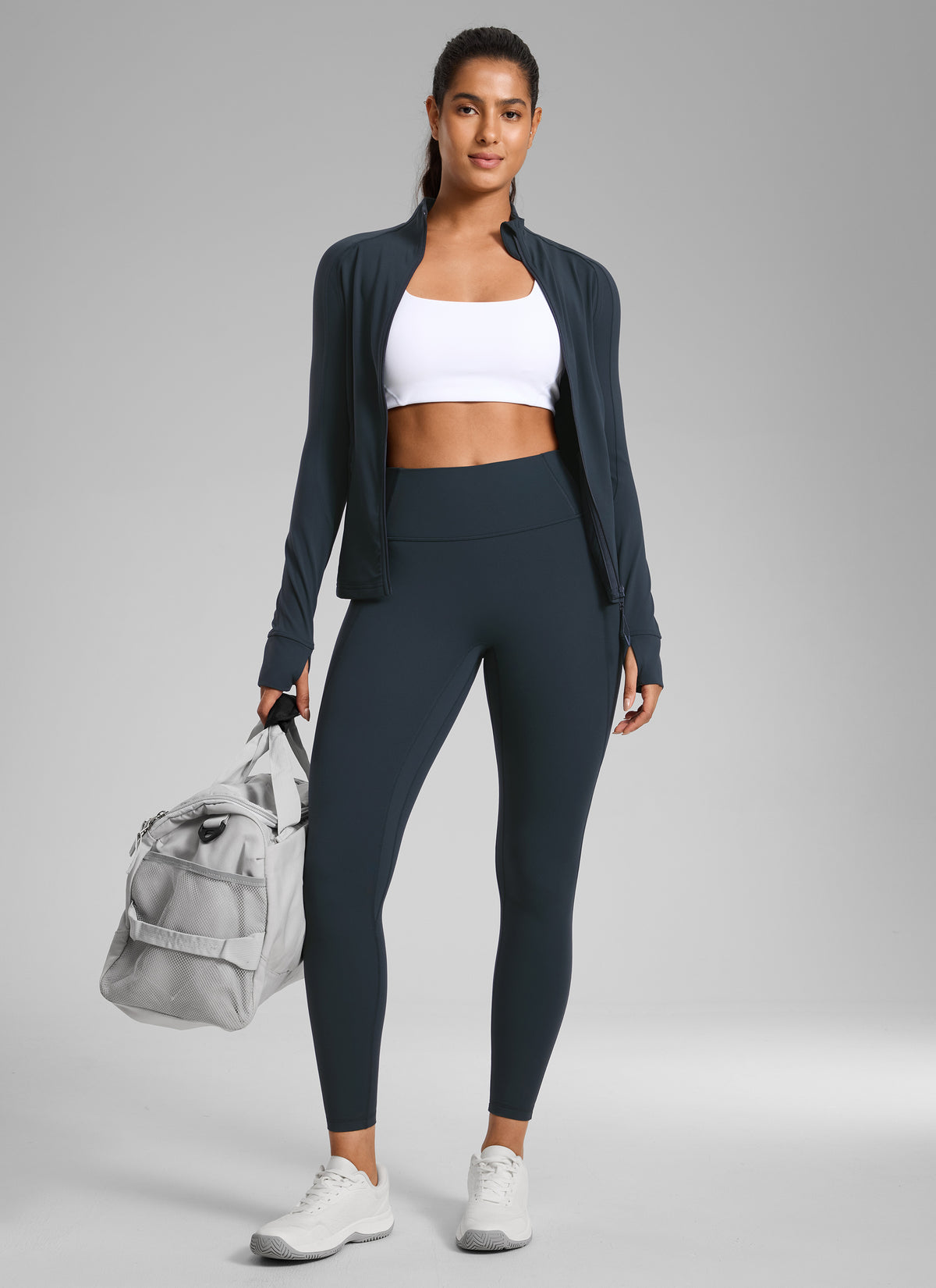 CRZ YOGA Women's Butterlift High Rise No Front Seam Pocket Legging True Navy