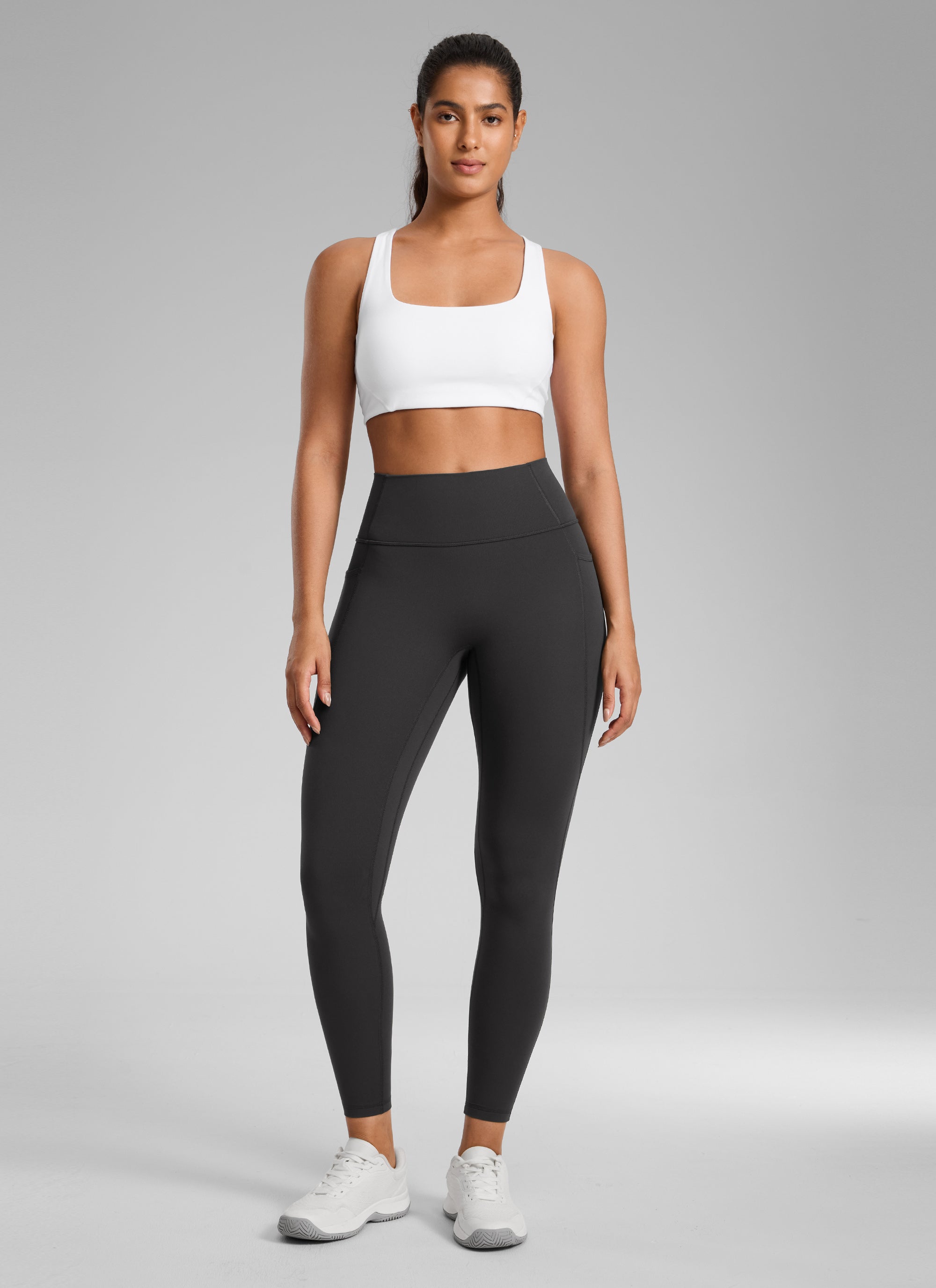 CRZ YOGA Women's Butterlift High Rise No Front Seam Pocket Legging Hot Fudge Brown