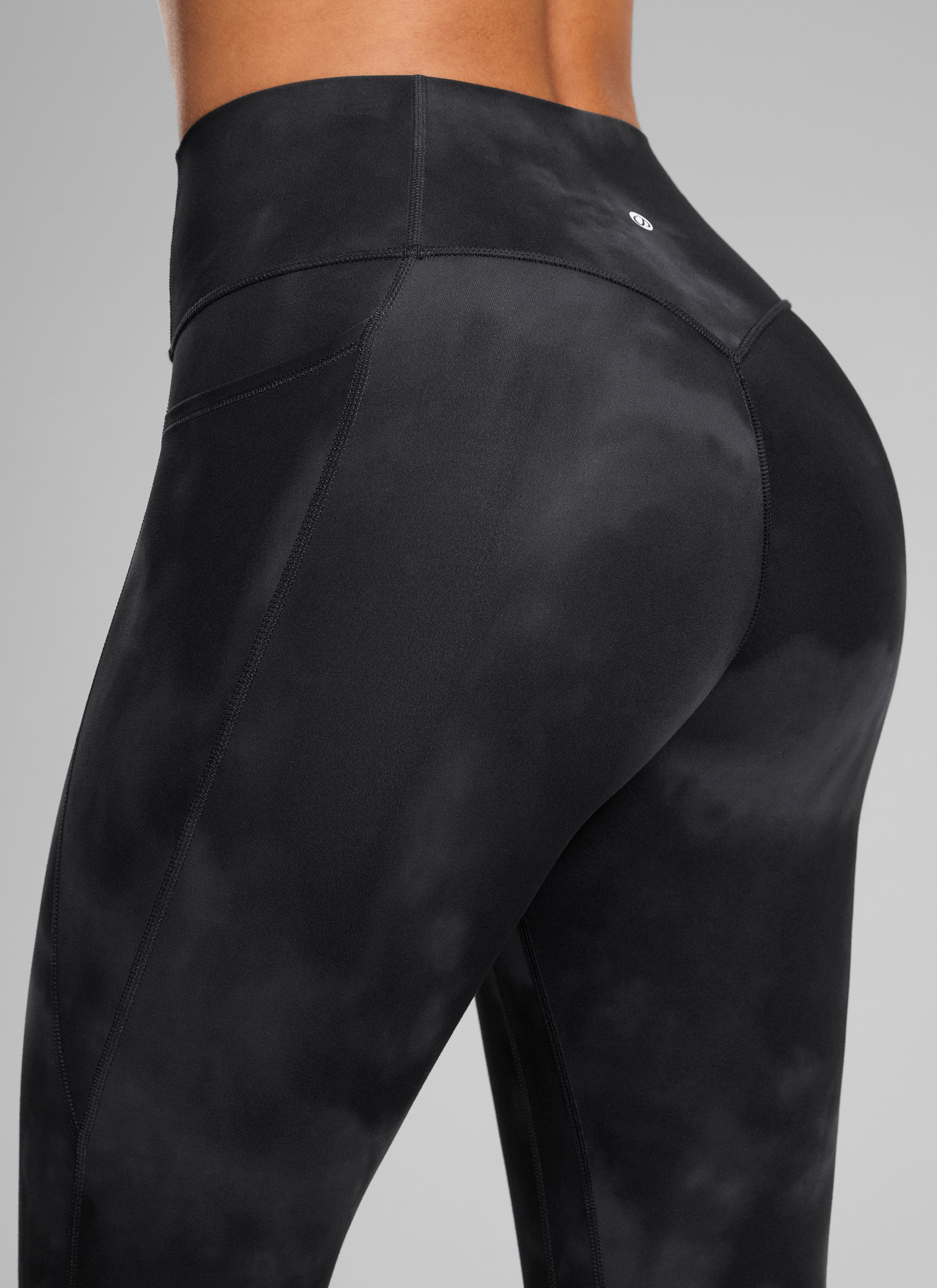 CRZ YOGA Women's Butterlift High Rise No Front Seam Pocket Legging Black Tie Dye Flowers