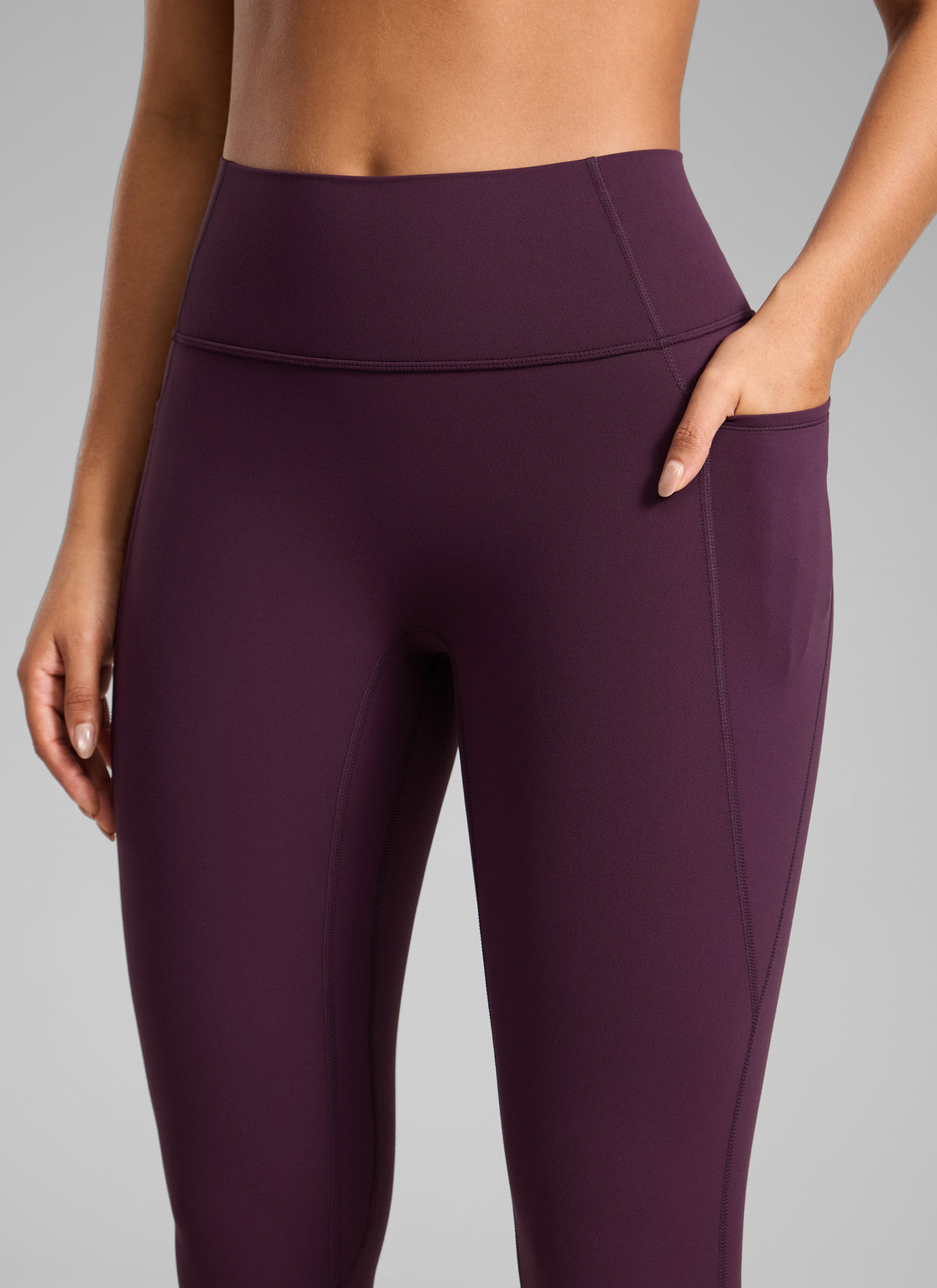 CRZ YOGA Women's Butterlift High Rise No Front Seam Pocket Legging Deep Purple @model_info:C