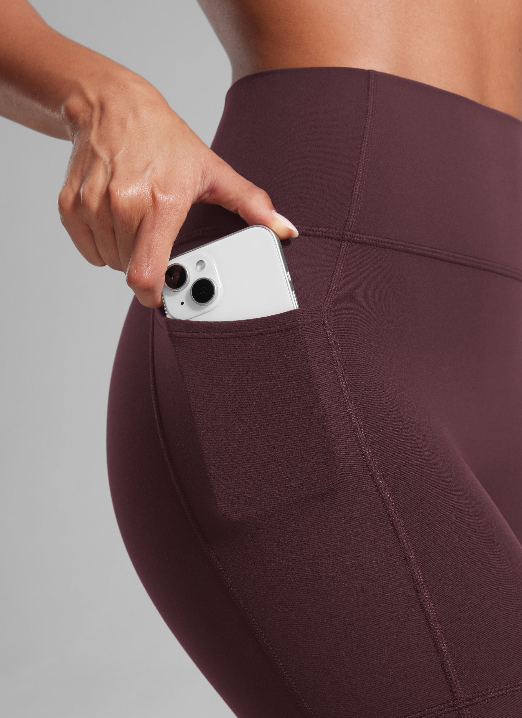 CRZ YOGA Butterlift Womens Scrunch Butt No Front Seam Pocket Biker Shorts 5'' Ripe Plum @model_info:Crystal