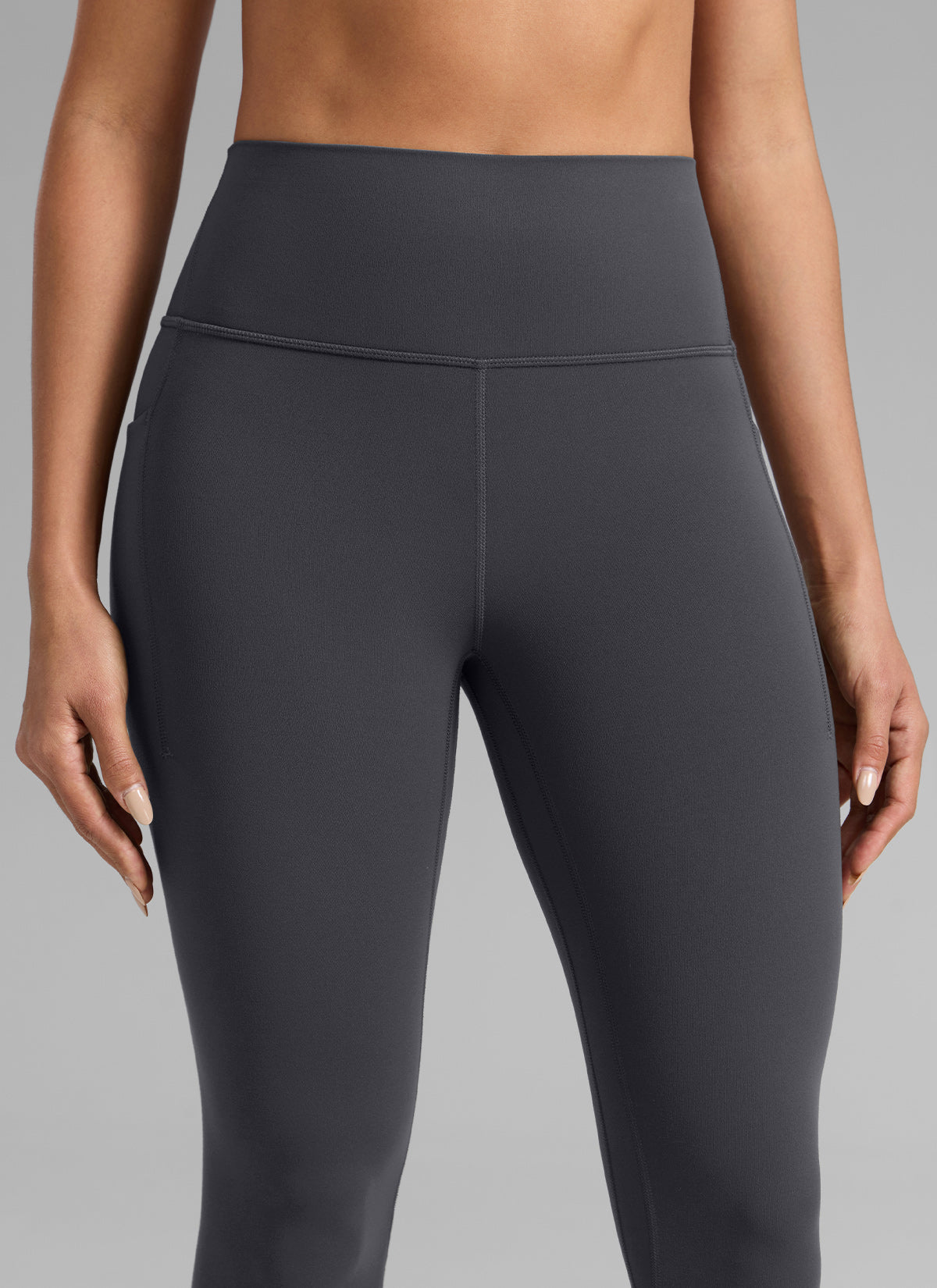 CRZ YOGA Women's Butterlift Workout High Rise Pocket Leggings 25'' Mysterious Grey @model_info:D