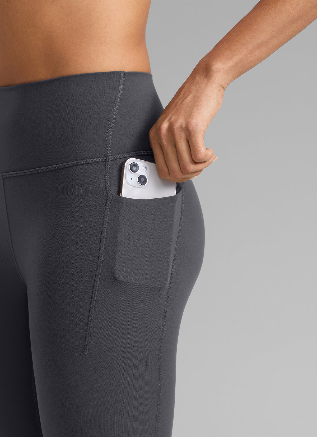 CRZ YOGA Women's Butterlift Workout High Rise Pocket Leggings 25'' Mysterious Grey @model_info:D