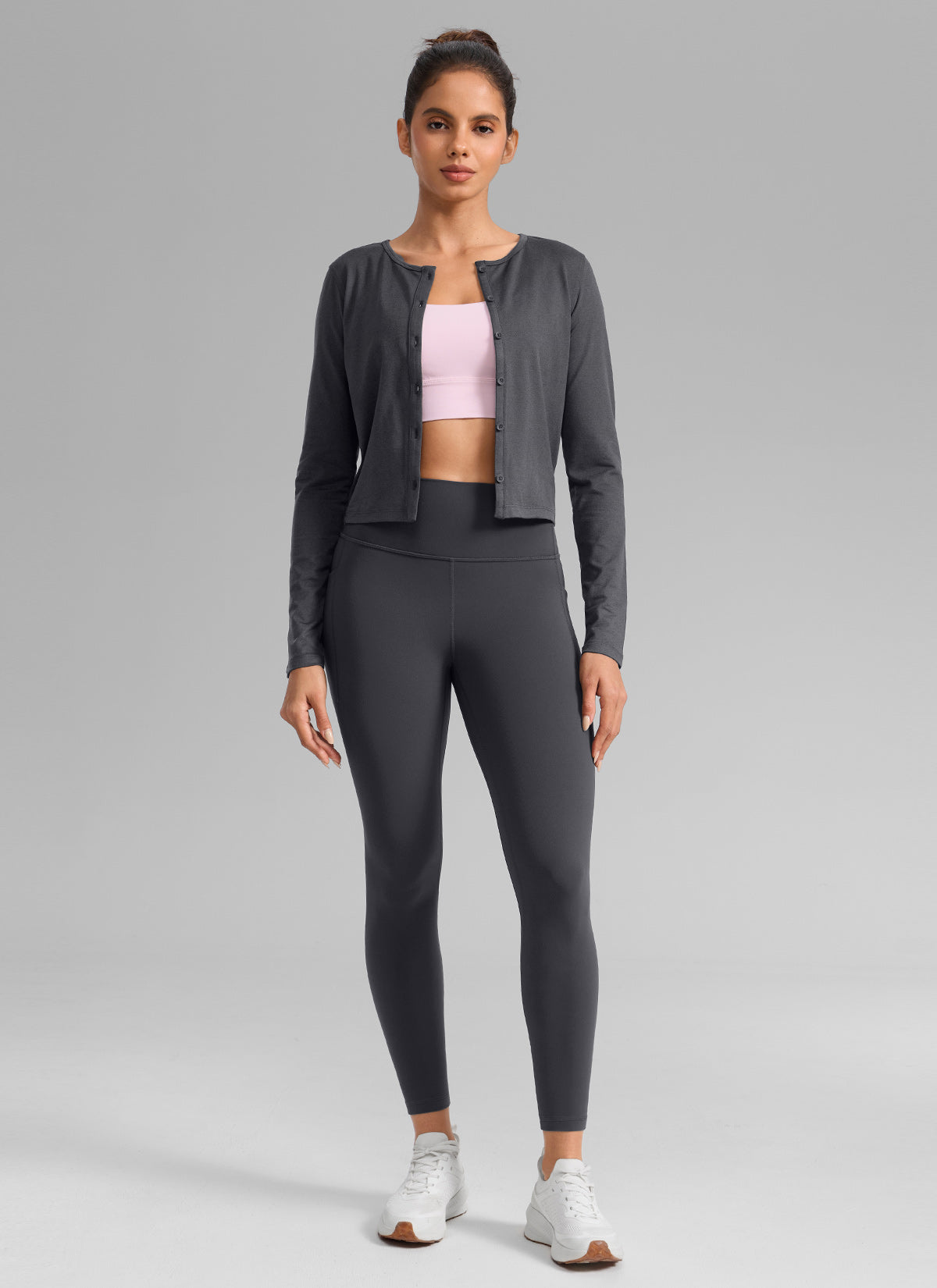 CRZ YOGA Women's Butterlift Workout High Rise Pocket Leggings 25'' Mysterious Grey