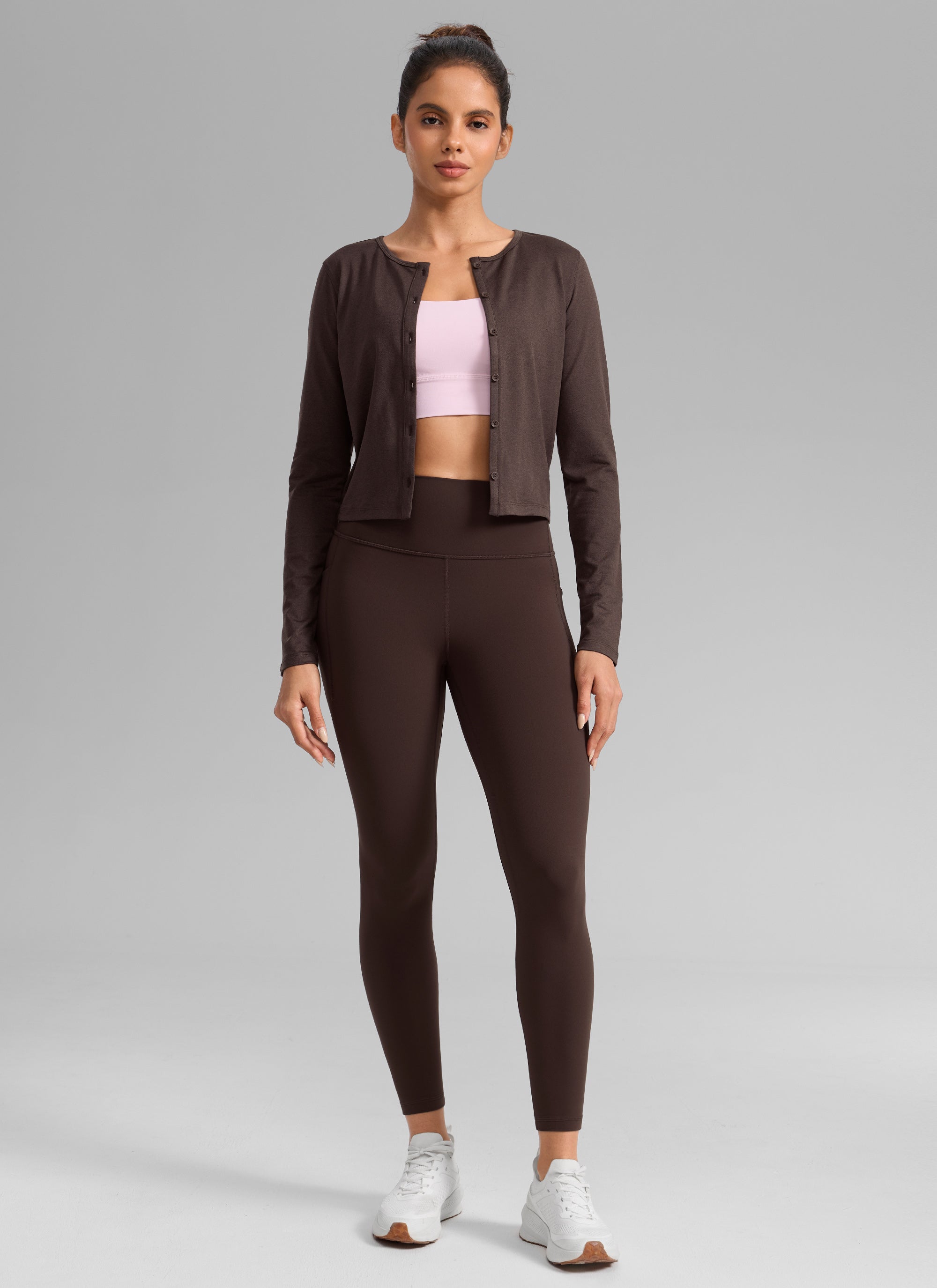 CRZ YOGA Women's Butterlift Workout High Rise Pocket Leggings 25'' Hot Fudge Brown