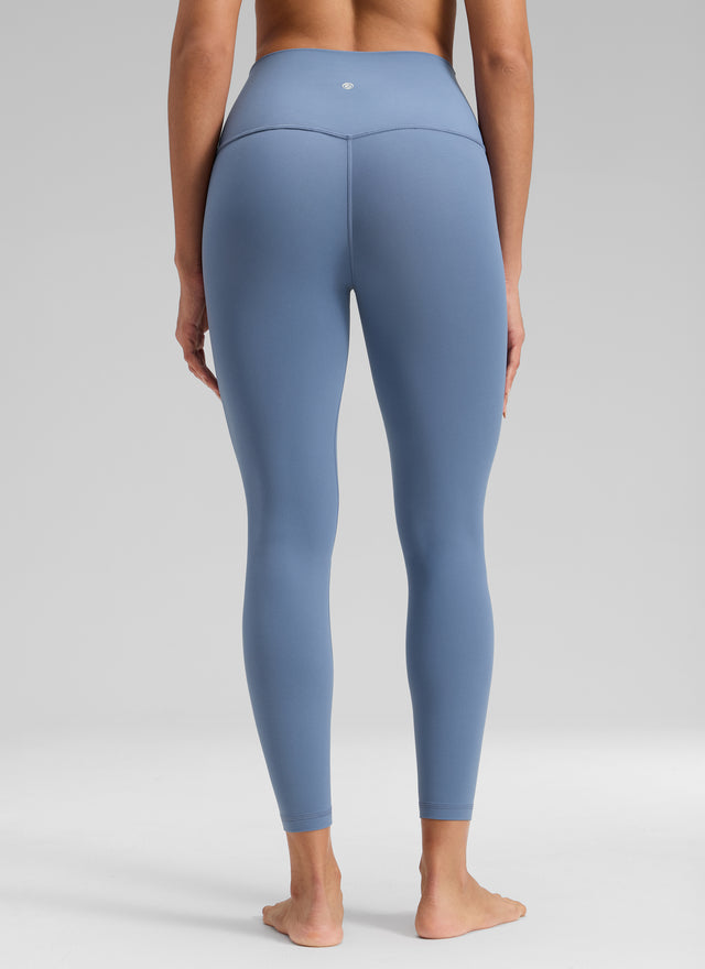 CRZ YOGA Women's Butterluxe Yoga High Rise No Front Seam Legging 25'' Washed Denim @model_info:Dany