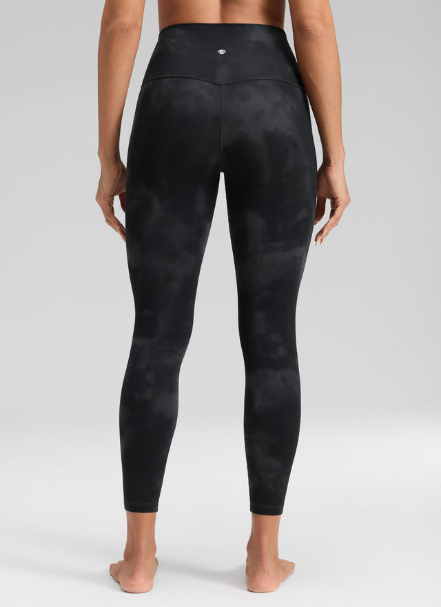 CRZ YOGA Women's Butterluxe Yoga High Rise No Front Seam Legging 25'' Black Tie Dye Flowers
