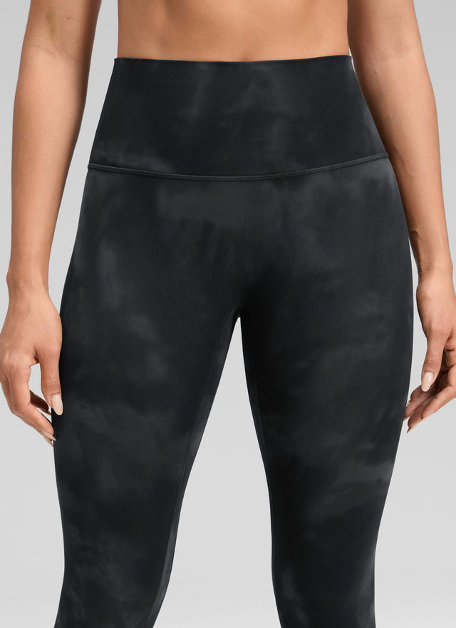 CRZ YOGA Women's Butterluxe Yoga High Rise No Front Seam Legging 25'' Black Tie Dye Flowers