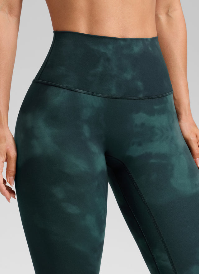 CRZ YOGA Women's Butterluxe Yoga High Rise No Front Seam Legging 25'' Emerald Green Tie-Dye Flowers @model_info:A