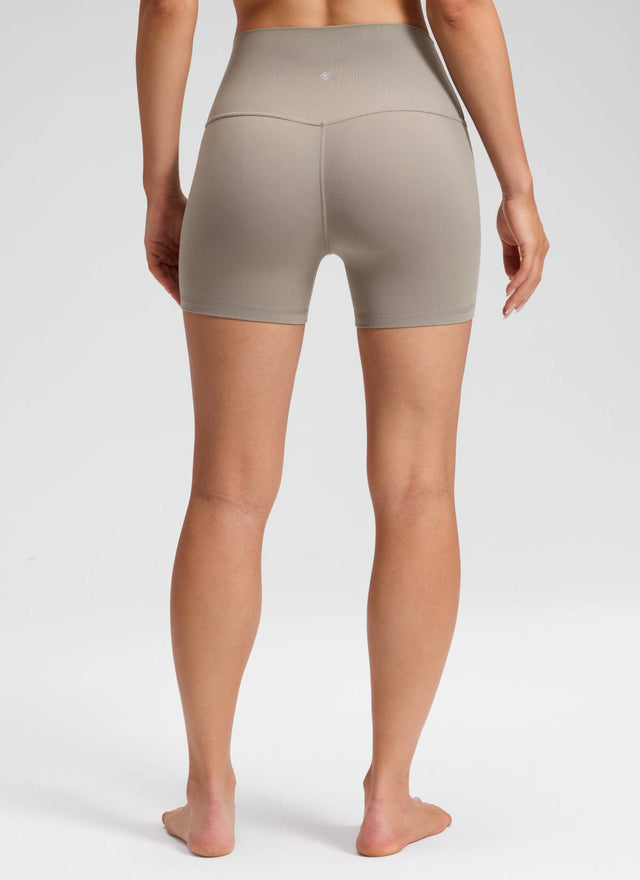 CRZ YOGA Women's Butterluxe Yoga High Rise No Front Seam Shorts 4'' Warm Ash Grey @model_info:Milena