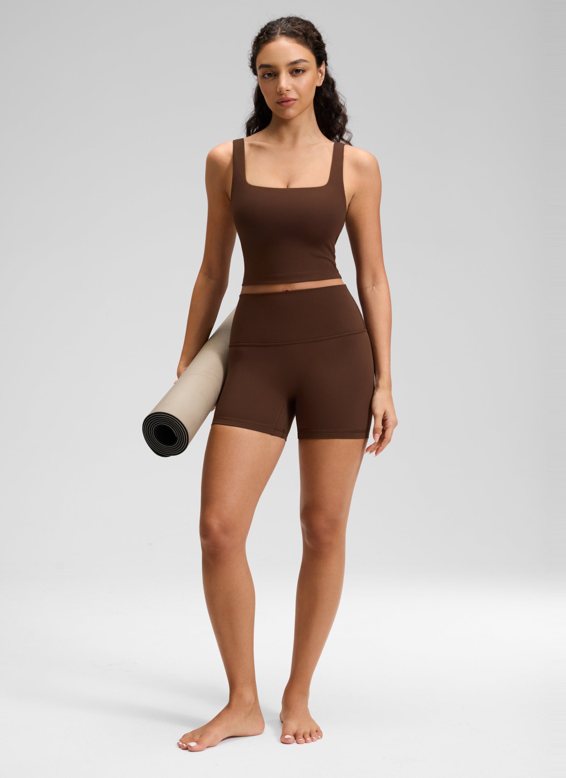 CRZ YOGA Women's Butterluxe Yoga High Rise No Front Seam Shorts 4'' Lava Brown @model_info:A