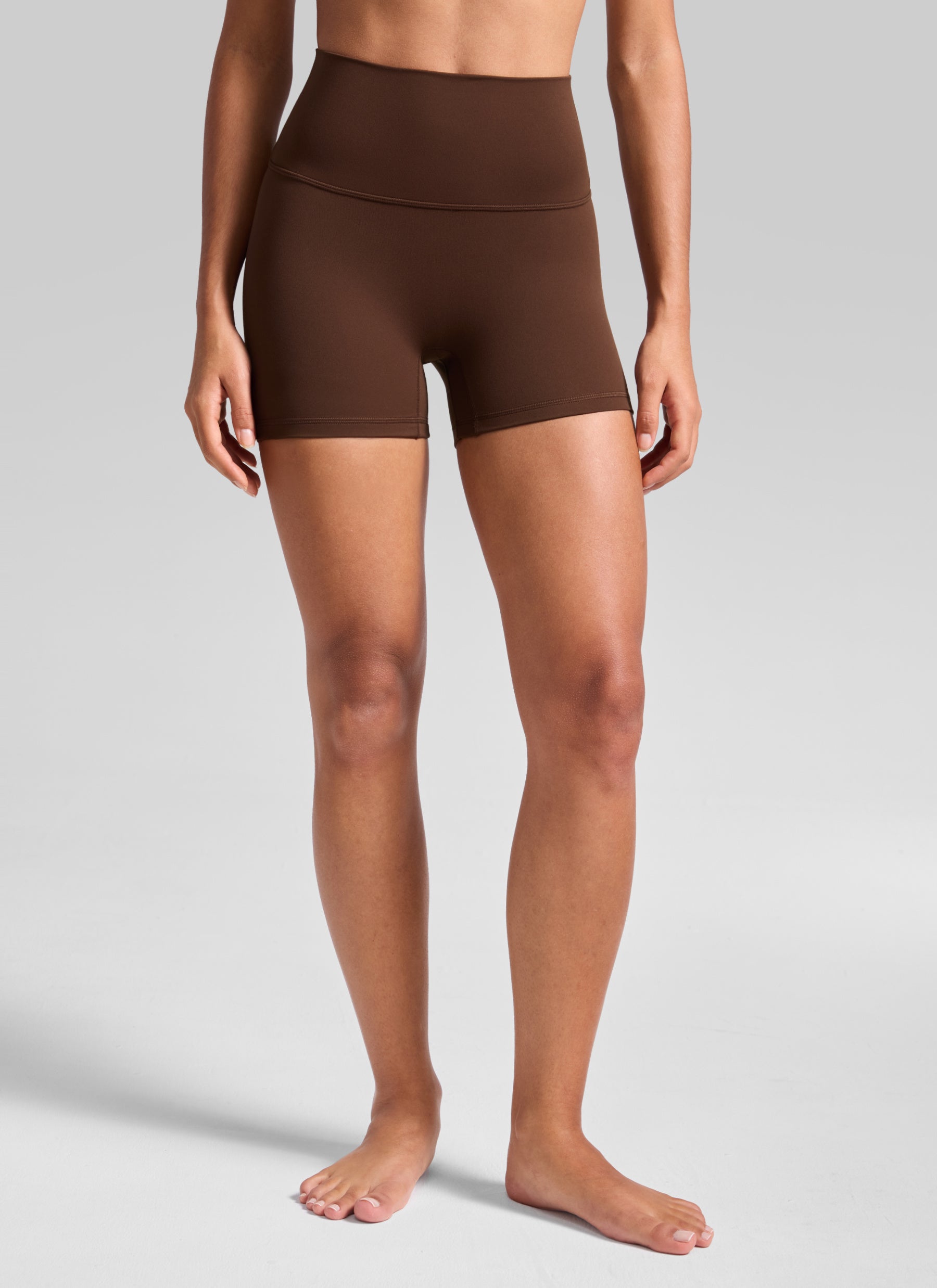 CRZ YOGA Women's Butterluxe Yoga High Rise No Front Seam Shorts 4'' Lava Brown @model_info:A